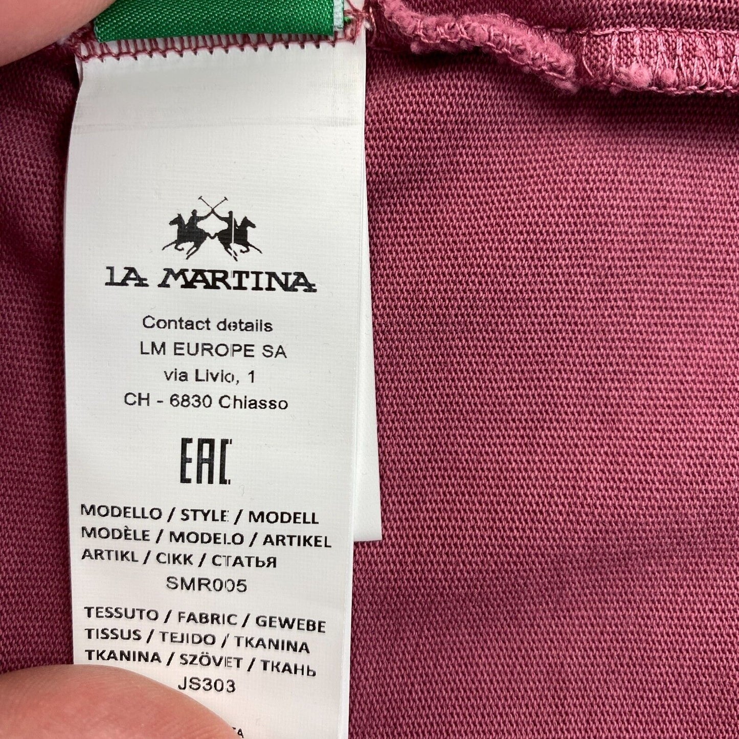 LA MARTINA Dark Pink Cotton Jersey Short Sleeves Crew Neck T Shirt Size XL