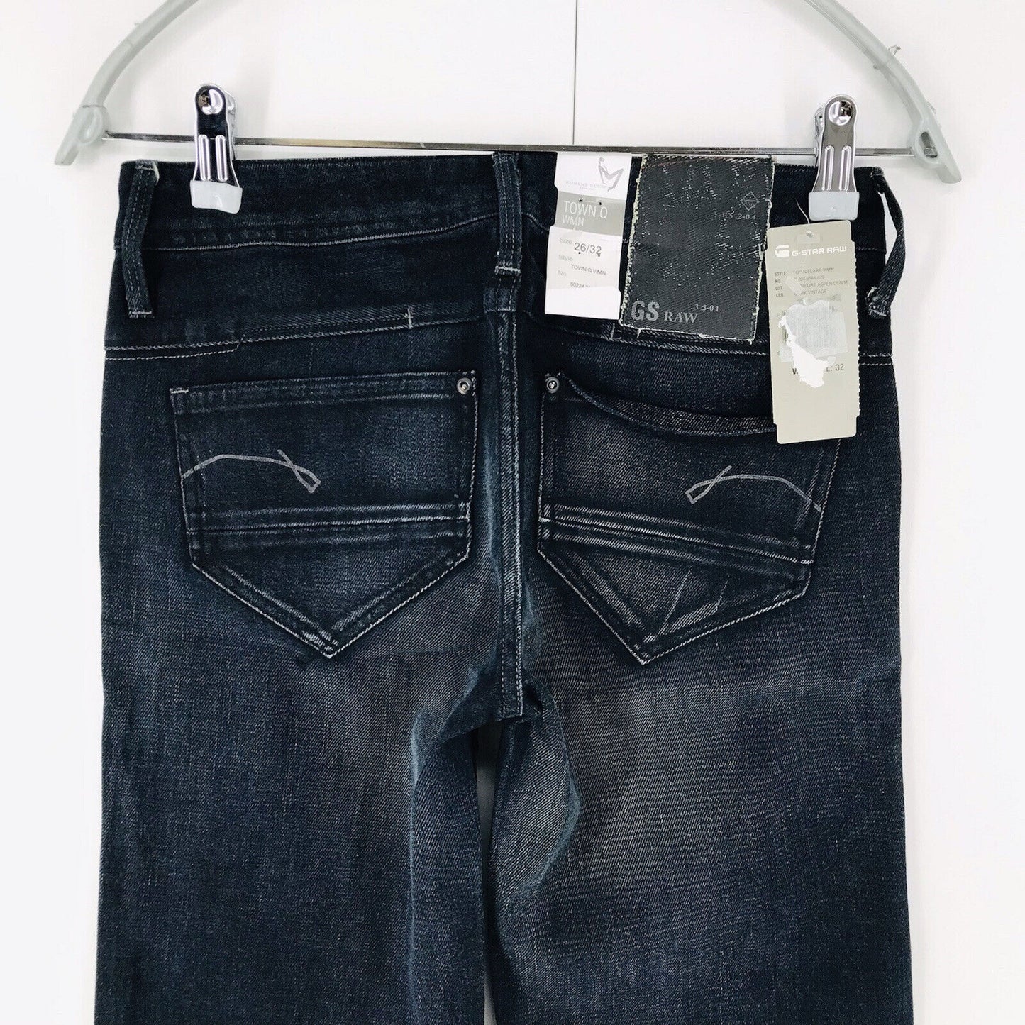 G-STAR RAW TOWN Q Femme Bleu Foncé Bootcut Fit Jeans W26 L32