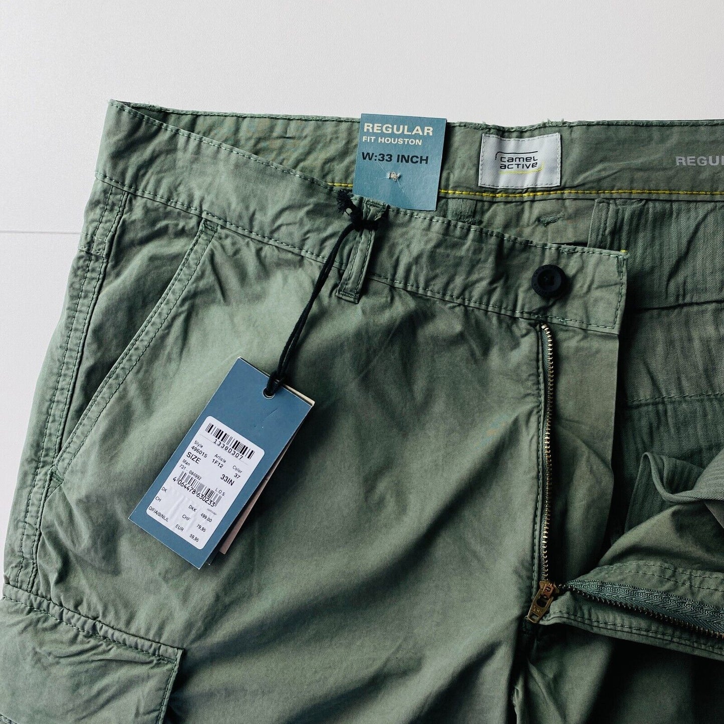 Camel Active HOUSTON Mens Green Regular Fit Cargo Shorts Size W33