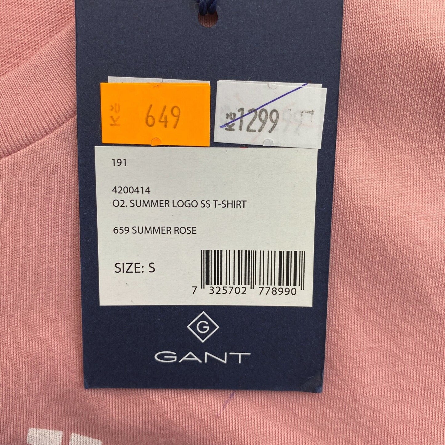 GANT Pink Sommer Logo Rundhals T-Shirt Größe S