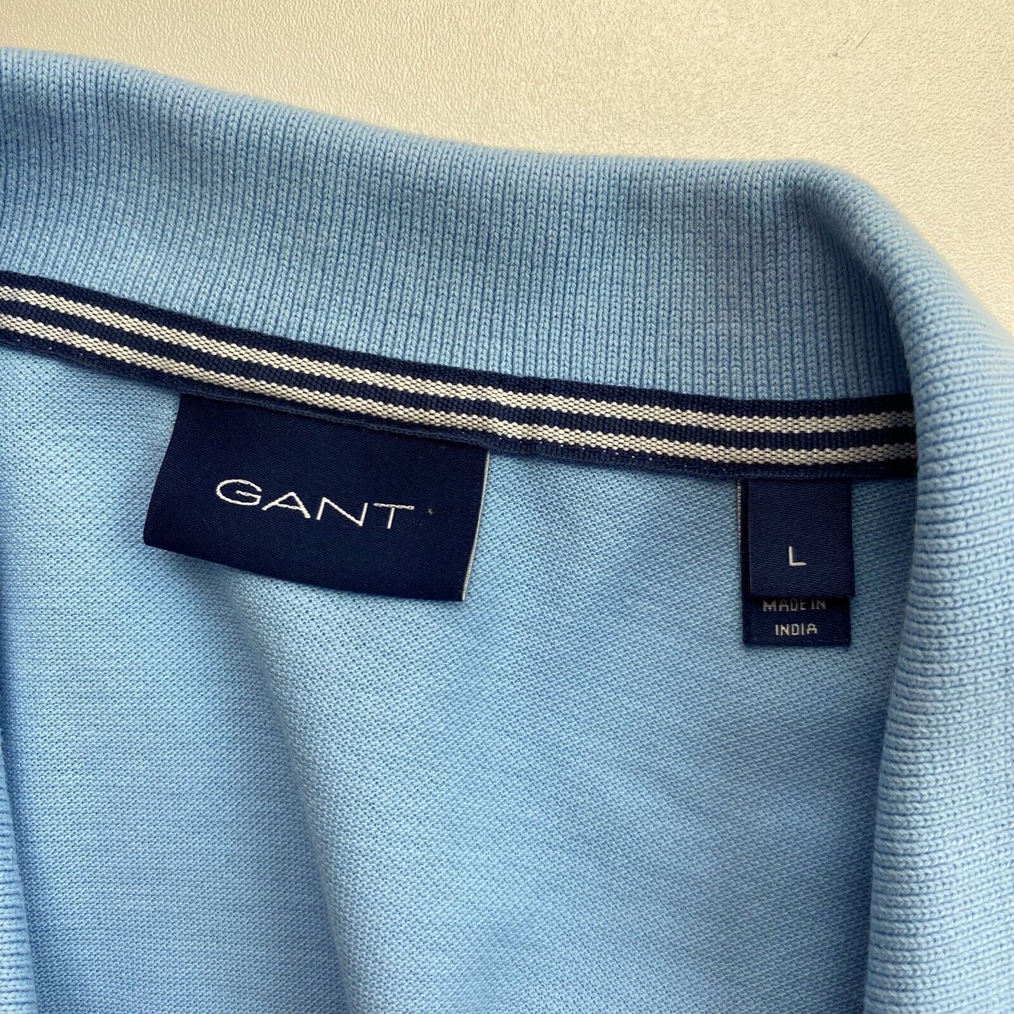 GANT Light Blue Solid SS Pique Rugger Polo Shirt Size L