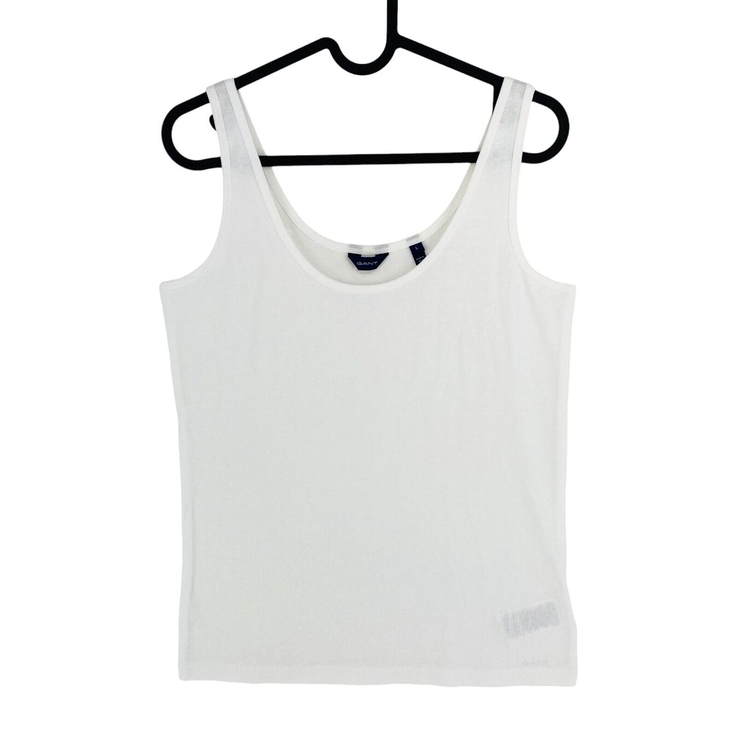 GANT Women White 1x1 Rib Tank Top Size L