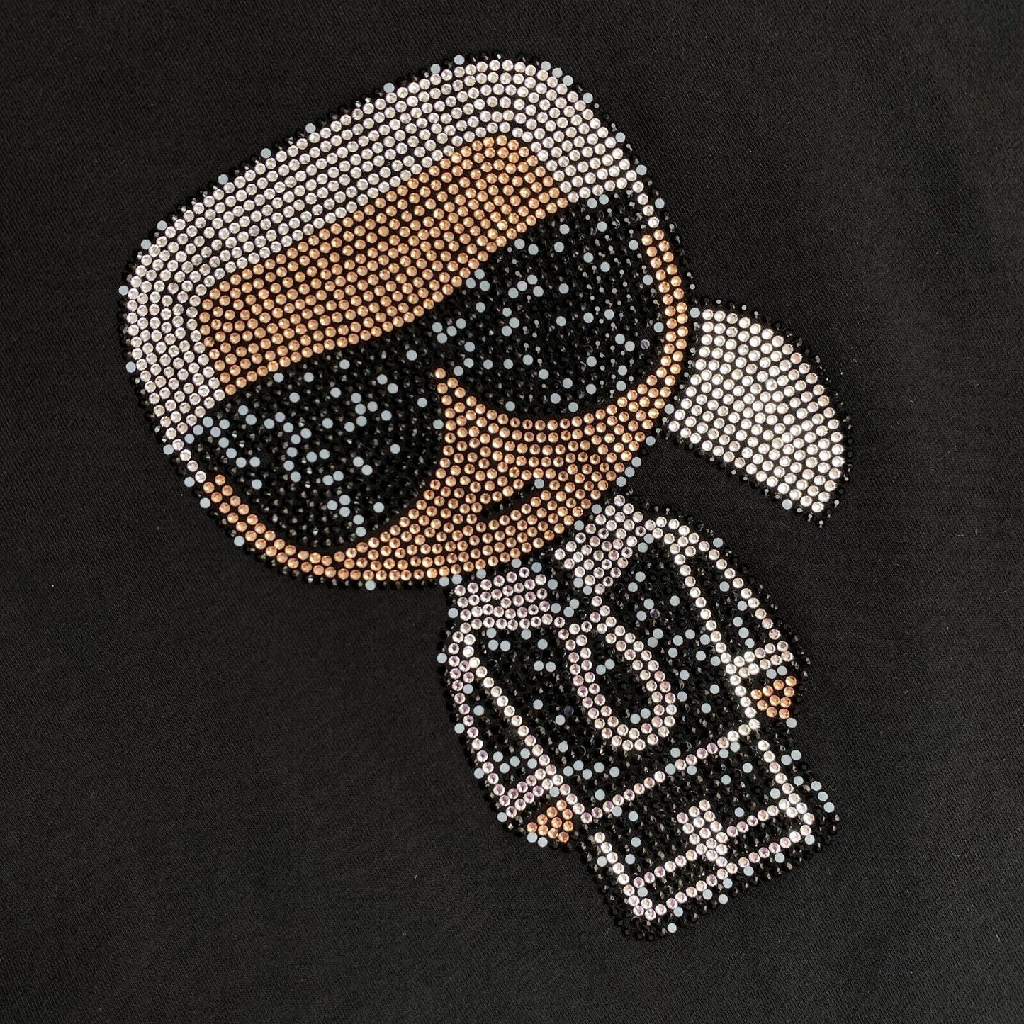 Karl Lagerfeld Schwarzes Ikonik Strass Karl Rundhals-T-Shirt Größe S