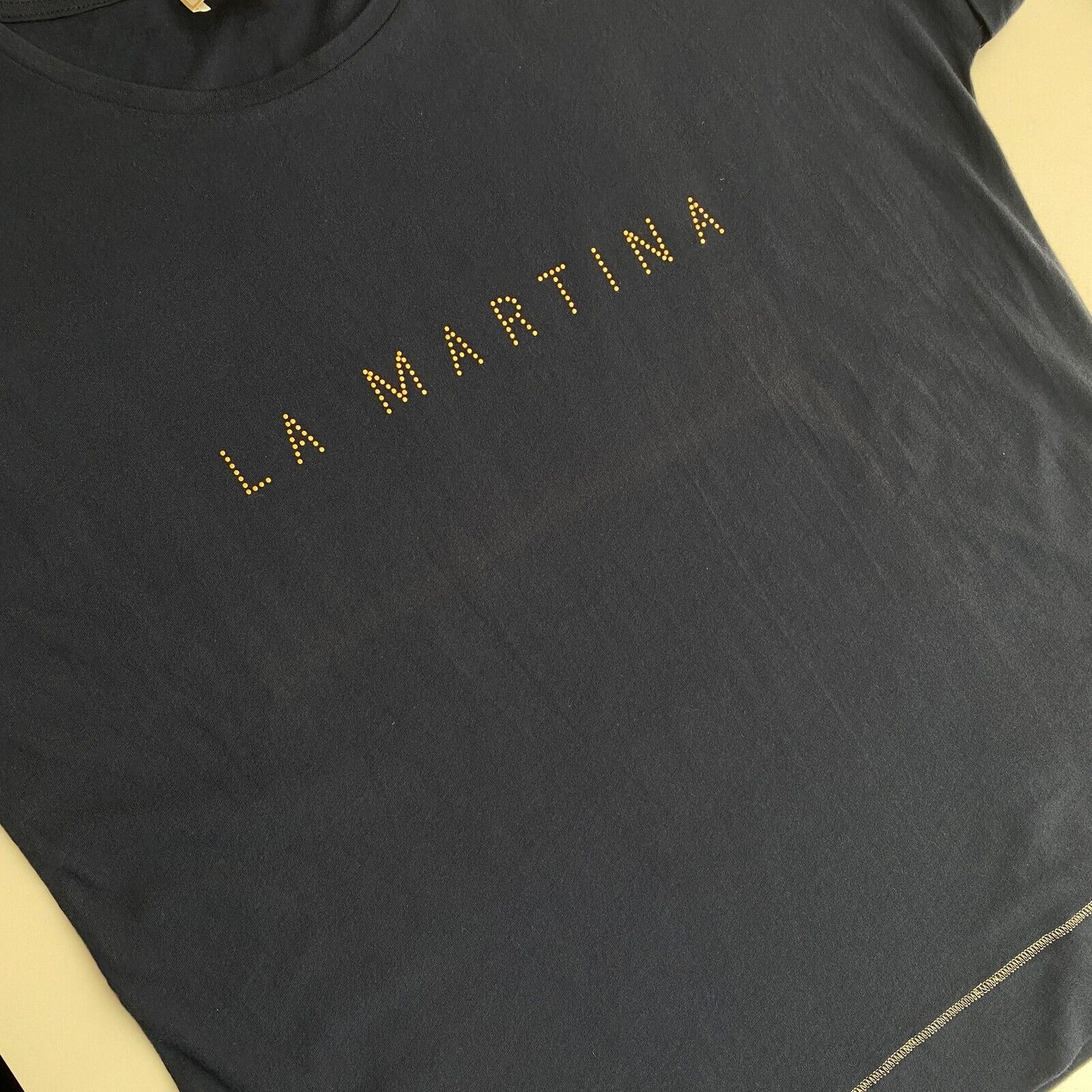 LA MARTINA Navy Blue Logo Crew Neck SS T Shirt Top Size  1 /XS