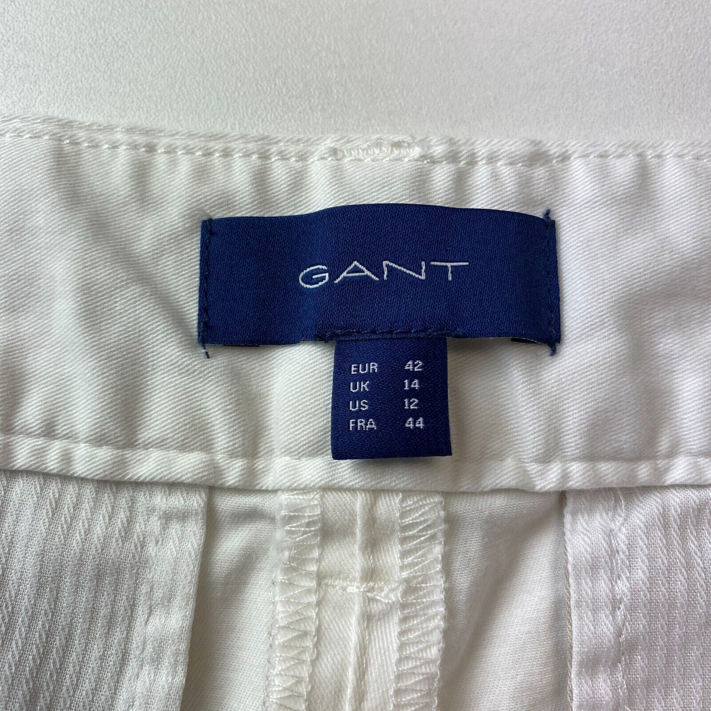 GANT Women White Slim Straight Fit Chino Trousers Size EUR 42 UK 14 US 12 W32