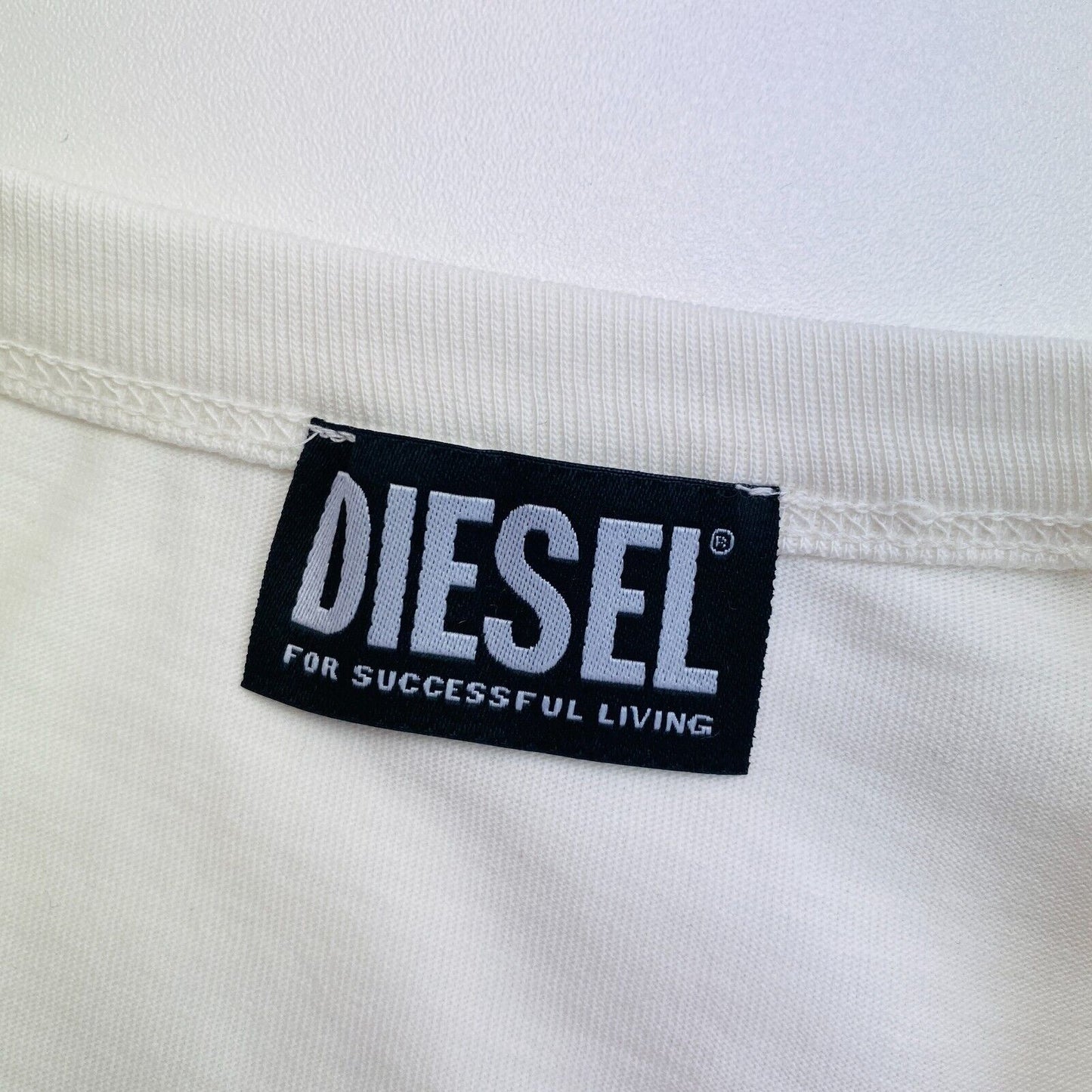 DIESEL White With Spray Can Print Crew Neck T Shirt Size S