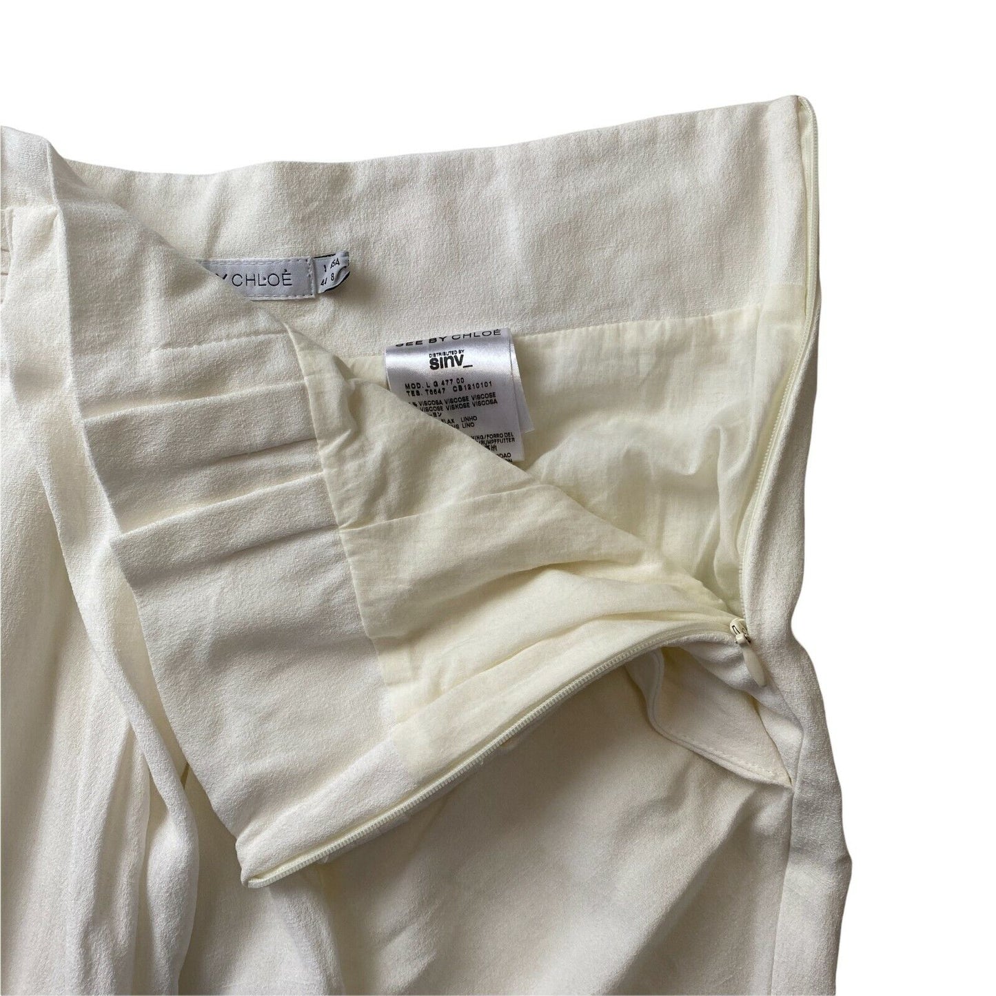 SEE BY CHLOE White Regular Fit Linen Blend Skirt Size EU 40 UK 12 US 8 W30