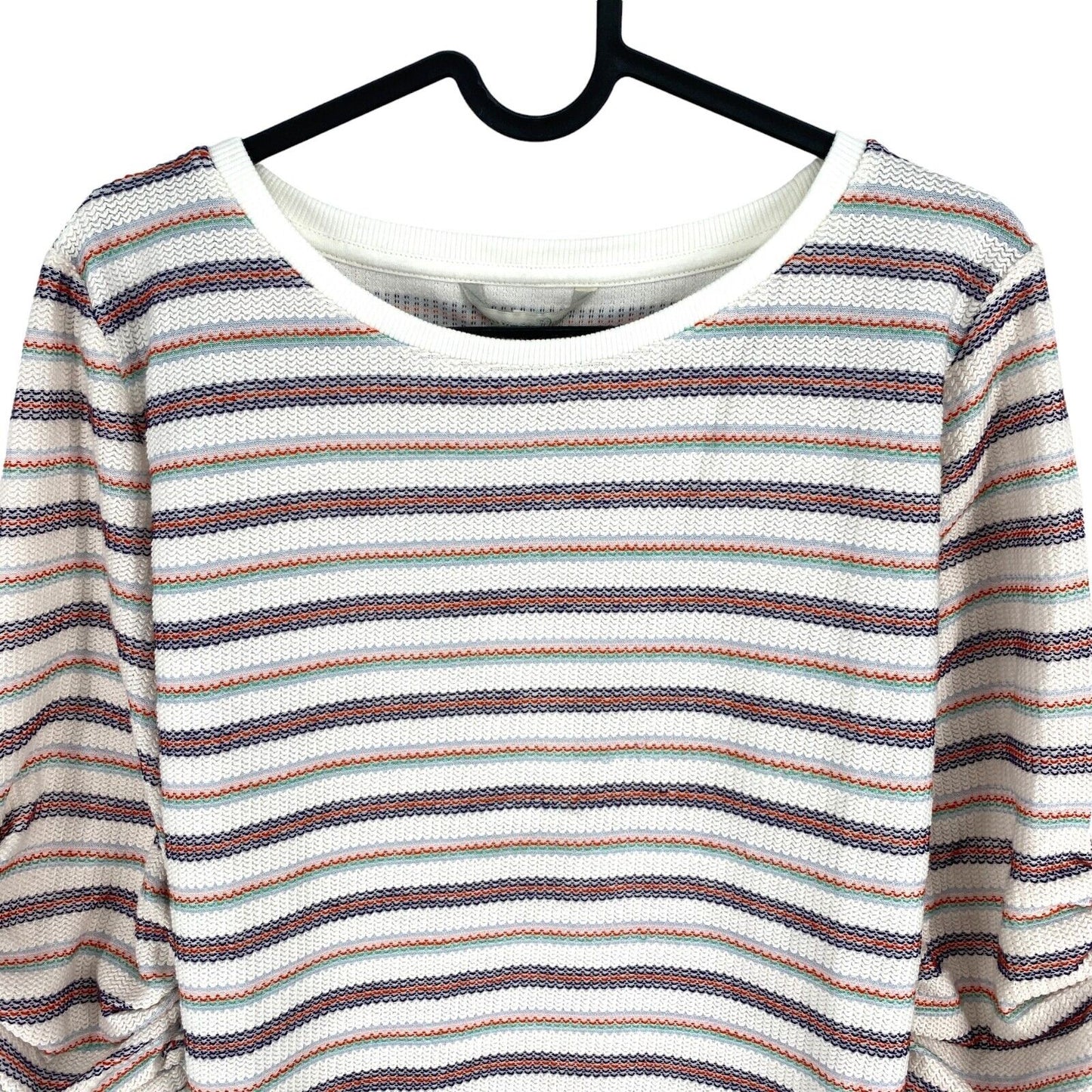 TOM TAILOR DENIM Women Beige Striped Crew Neck Jumper Sweater Size L