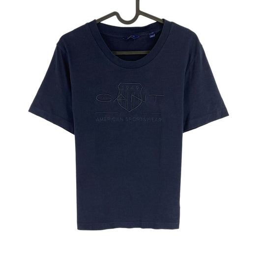 GANT Women Navy Blue Tonal Archive Shield Crew Neck Short Sleeve T Shirt Size L