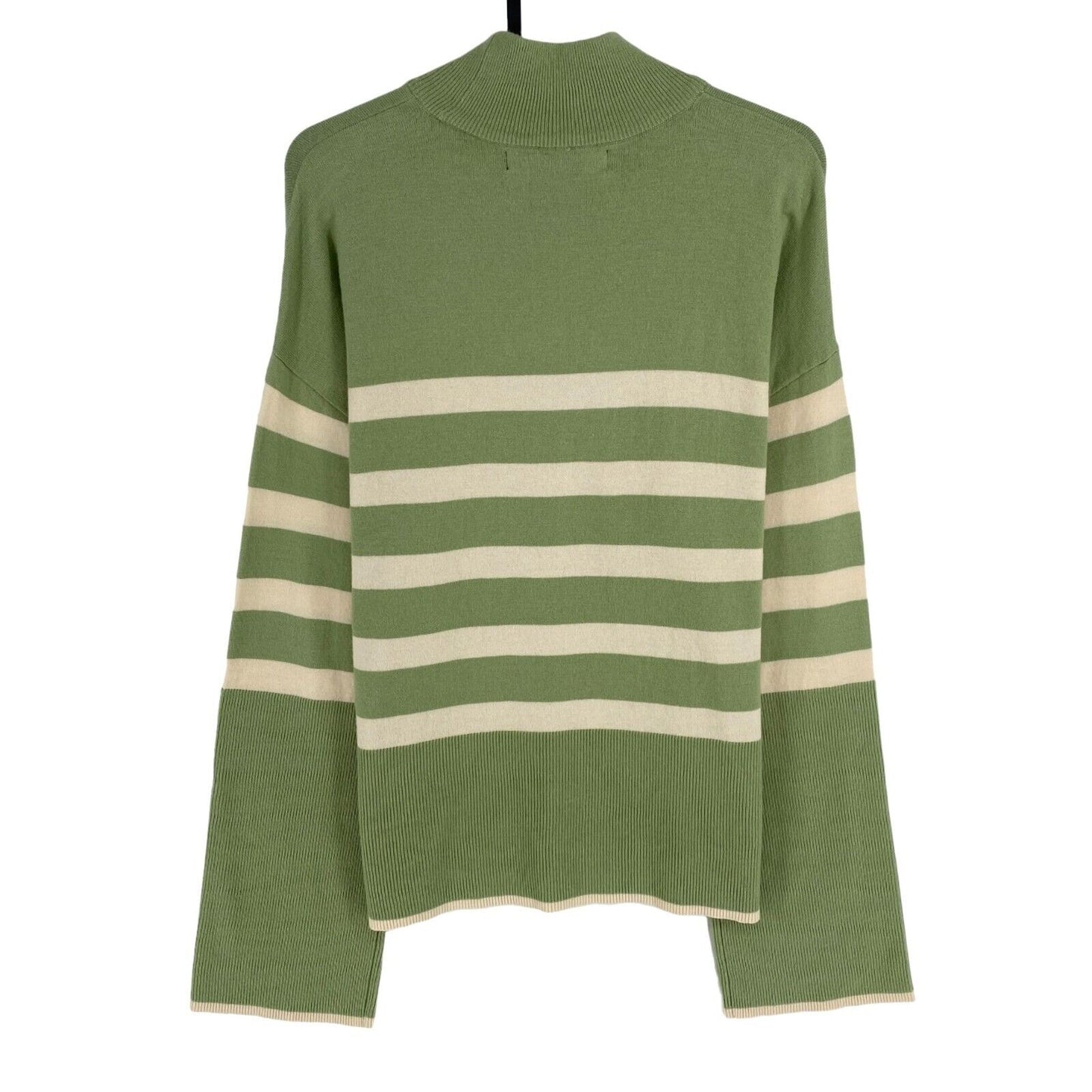 VERO MODA Womens Green Striped High Neck Sweater Jumper Size L