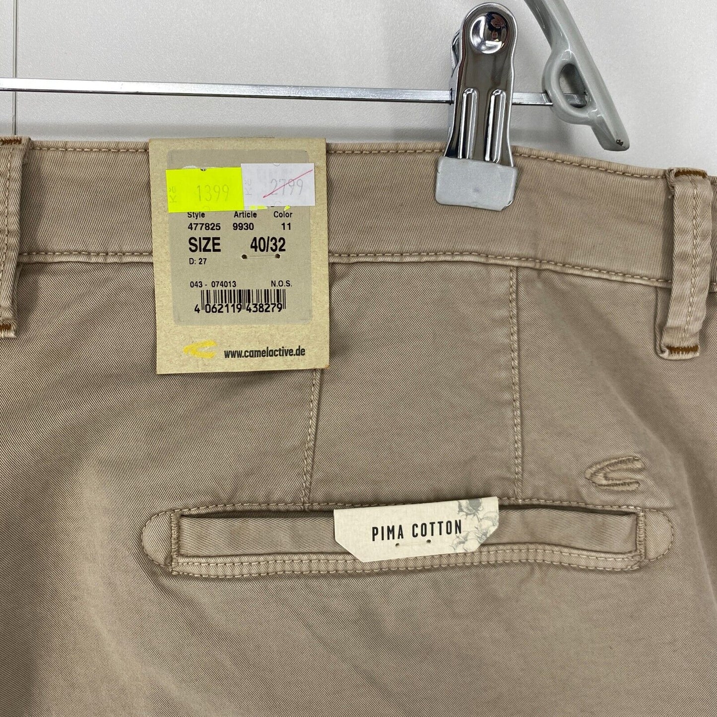 Camel Active MADISON Beige Modern Slim Fit Chino Trousers W40 L32