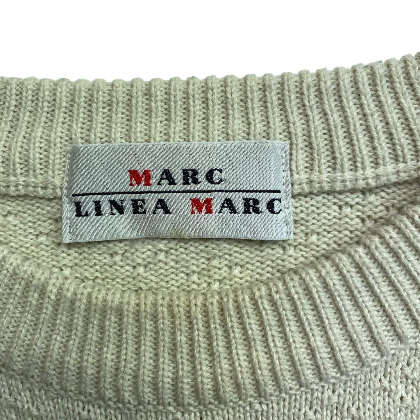 Cosby Vintage Retro 90s Linea Marc Beige Sweater Pullover Size EU 52 UK/US 42