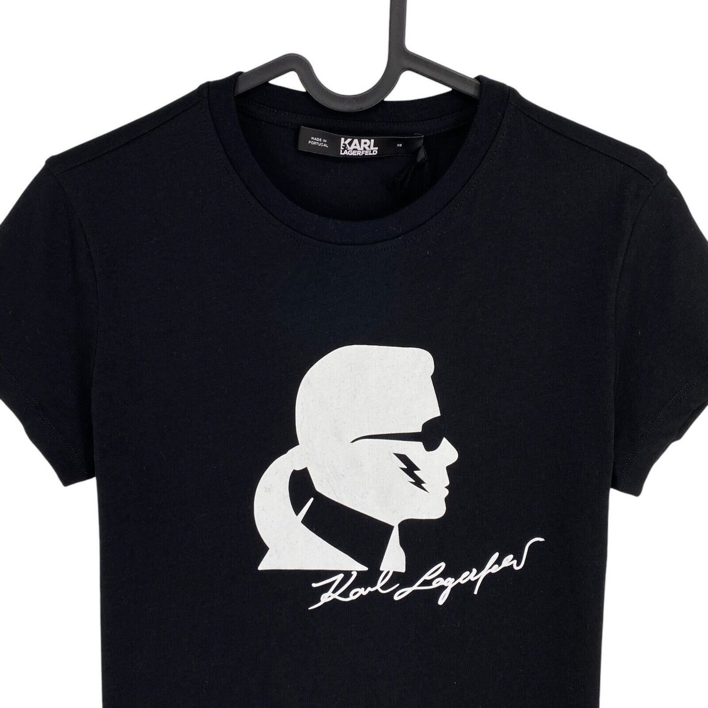 Karl Lagerfeld Women Black Karl Head Crew Neck T Shirt Size XS