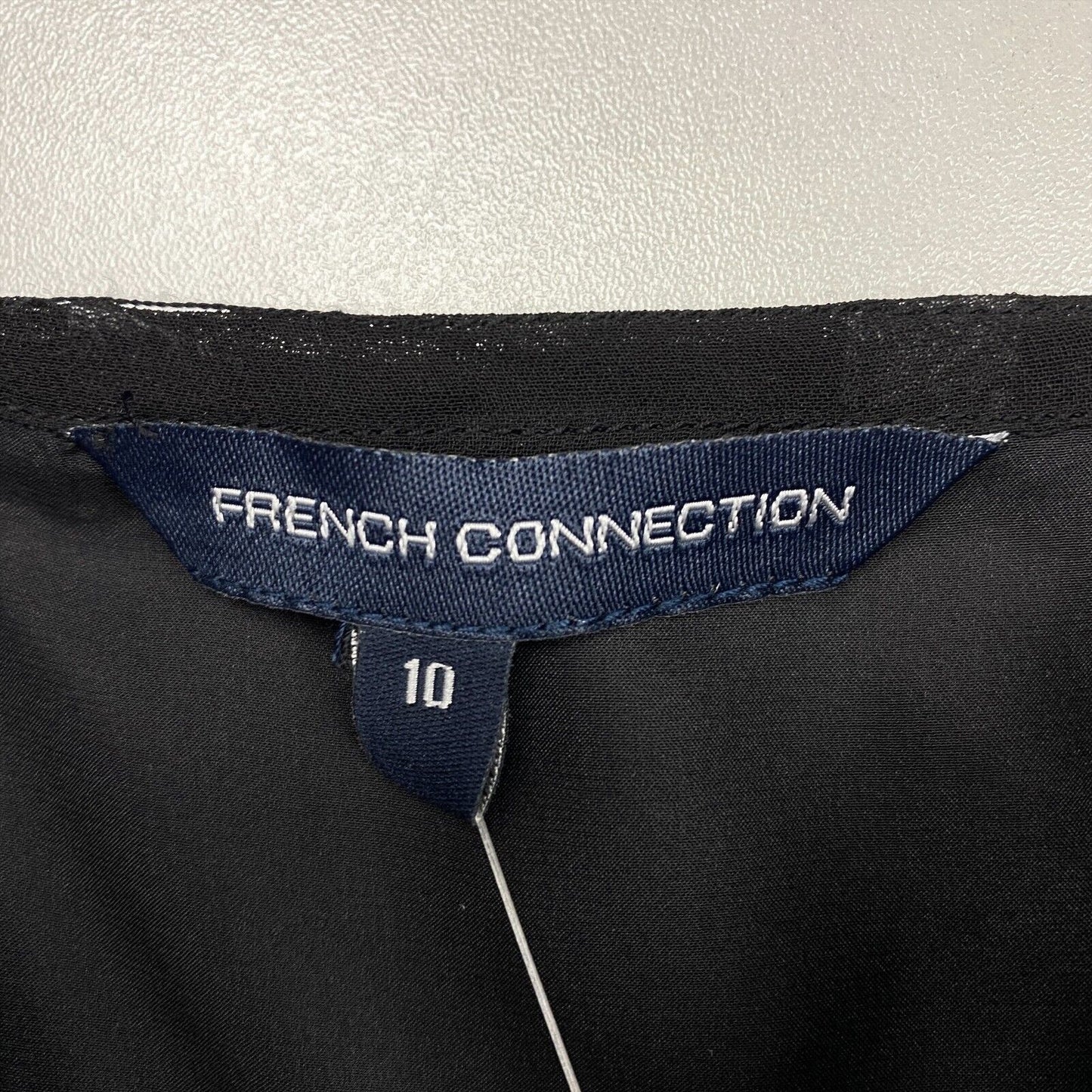 RPR 125 € FRENCH CONNECTION Noir 100% Soie Débardeur Blouse Taille EU 38 UK 10 US 8