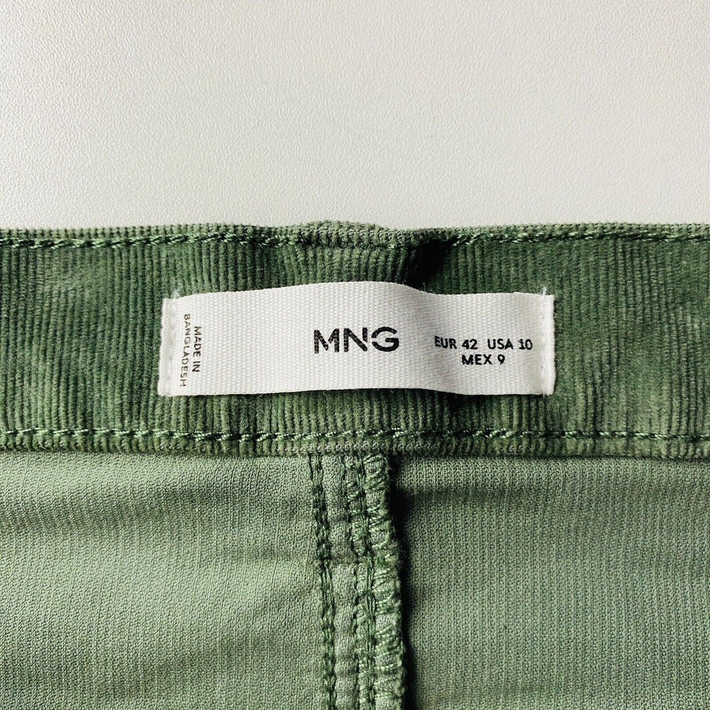 MANGO Women Green High Waist Flare Fit Cropped Corduroy Trousers Jeans EU 42 W30