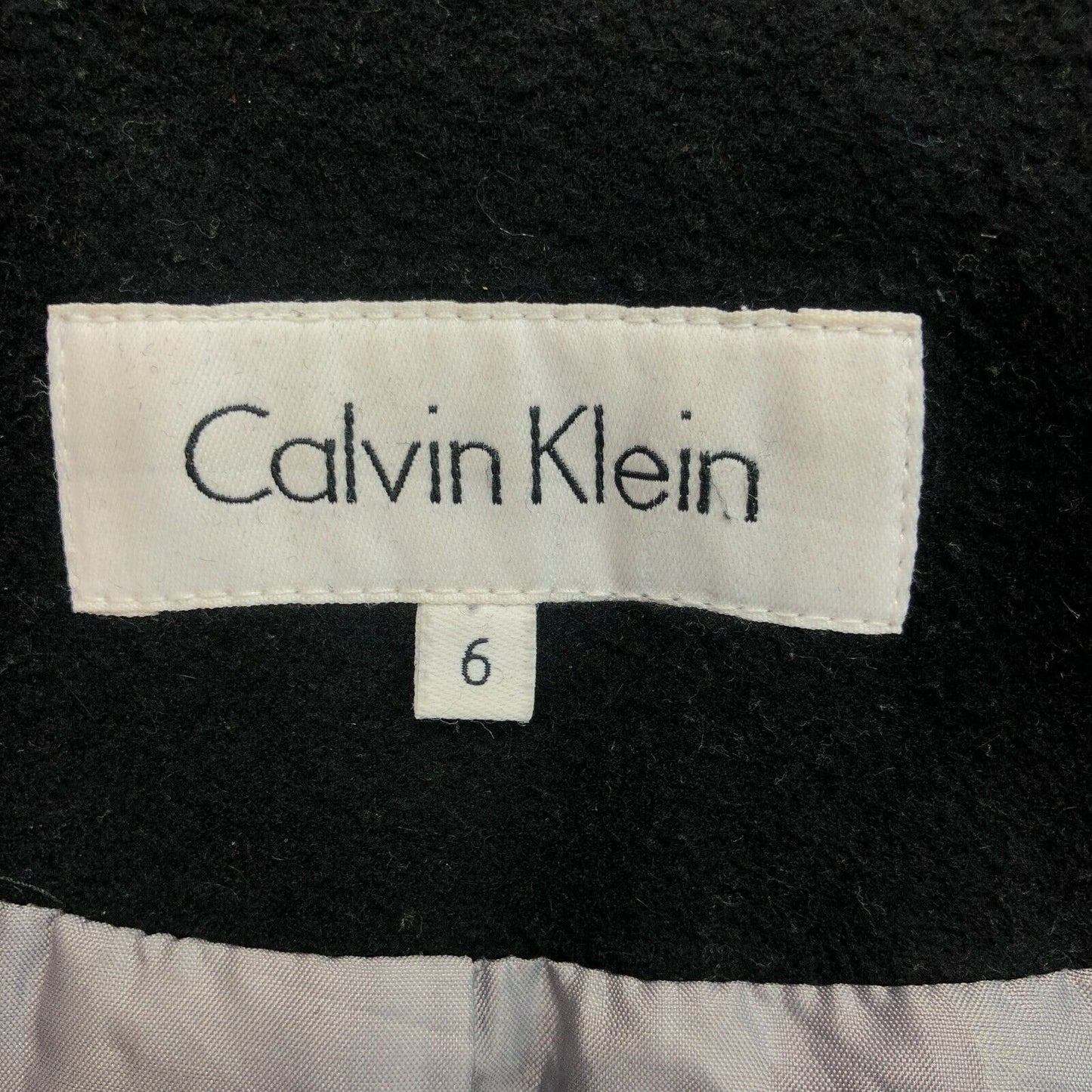 CALVIN KLEIN Black Wool Cashmere Blend Pea Coat Jacket Size EU 36 UK 8 US 6