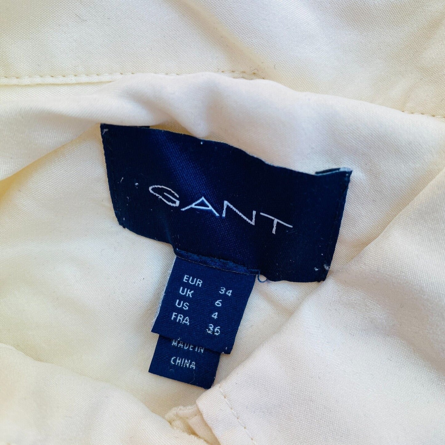 GANT Beige Relaxed LS Chemise en soie Taille EU 34 UK 6 US 4