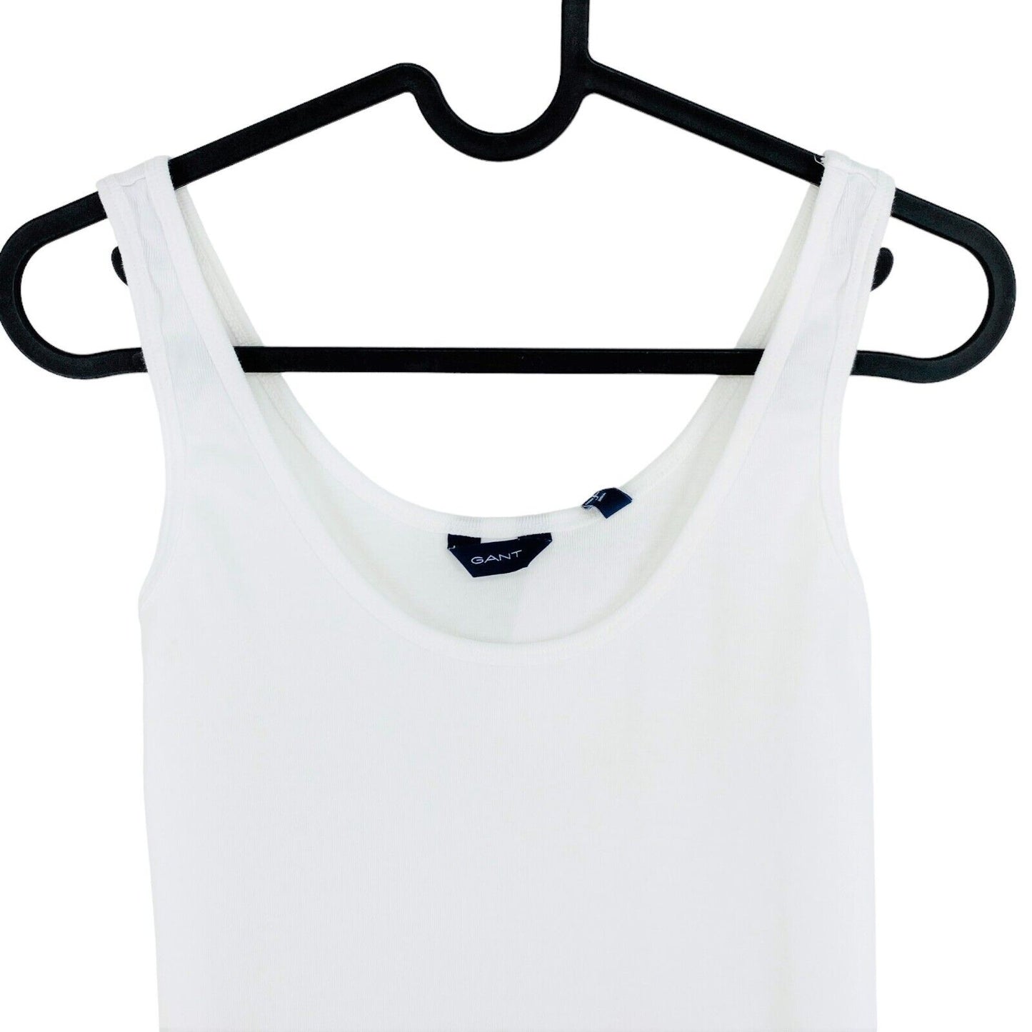 GANT Weißes ärmelloses Tanktop mit 1x1-Ripp, Größe S