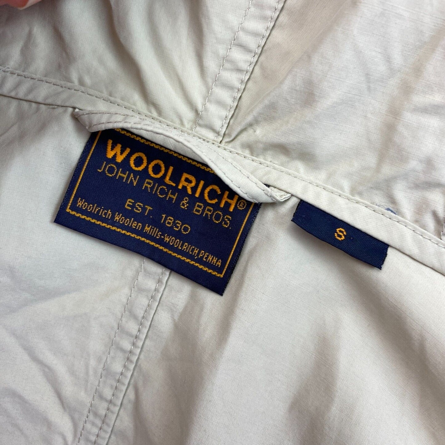 WOOLRICH Light Brown Hooded Rain Jacket Coat Size S