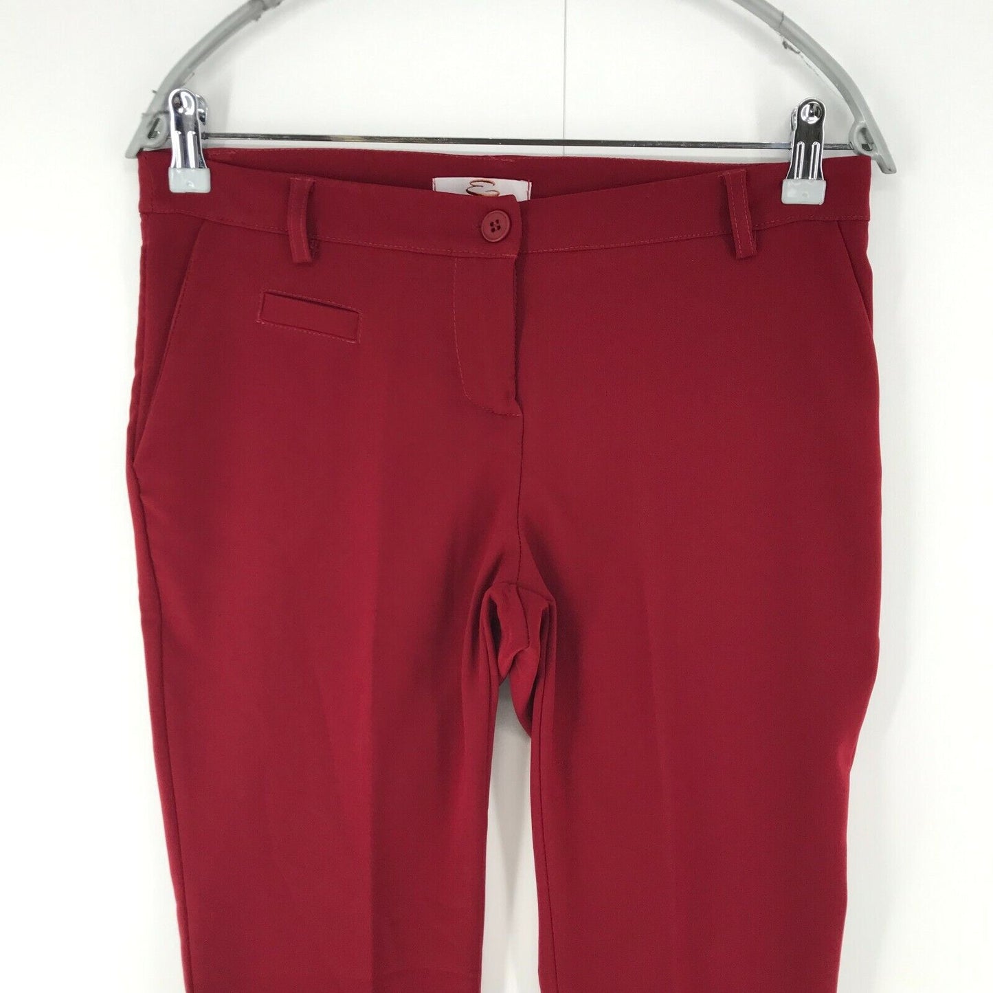 EVERIS Women Red Slim Fit Trousers Size EUR 42 W30