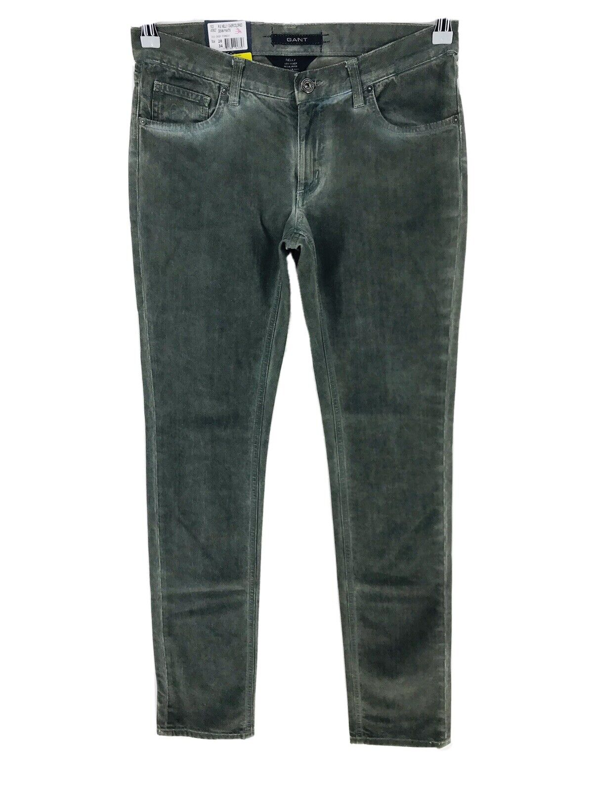 €189 GANT NELLY Women Green Low Waist Regular Fit Super Slim Leg Jeans W28 L34