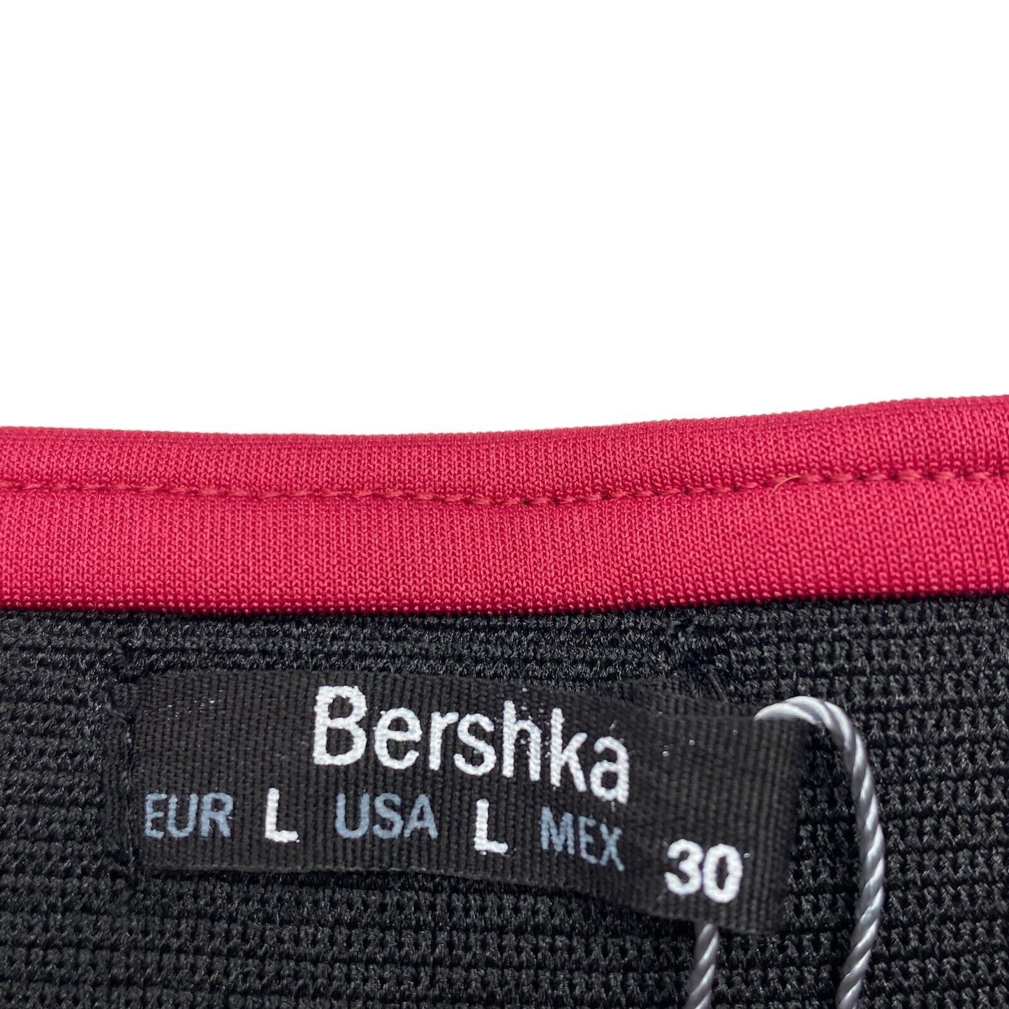 BERSHKA Dunkelweinrot High Low Rüschen Flare Kurzrock Größe L