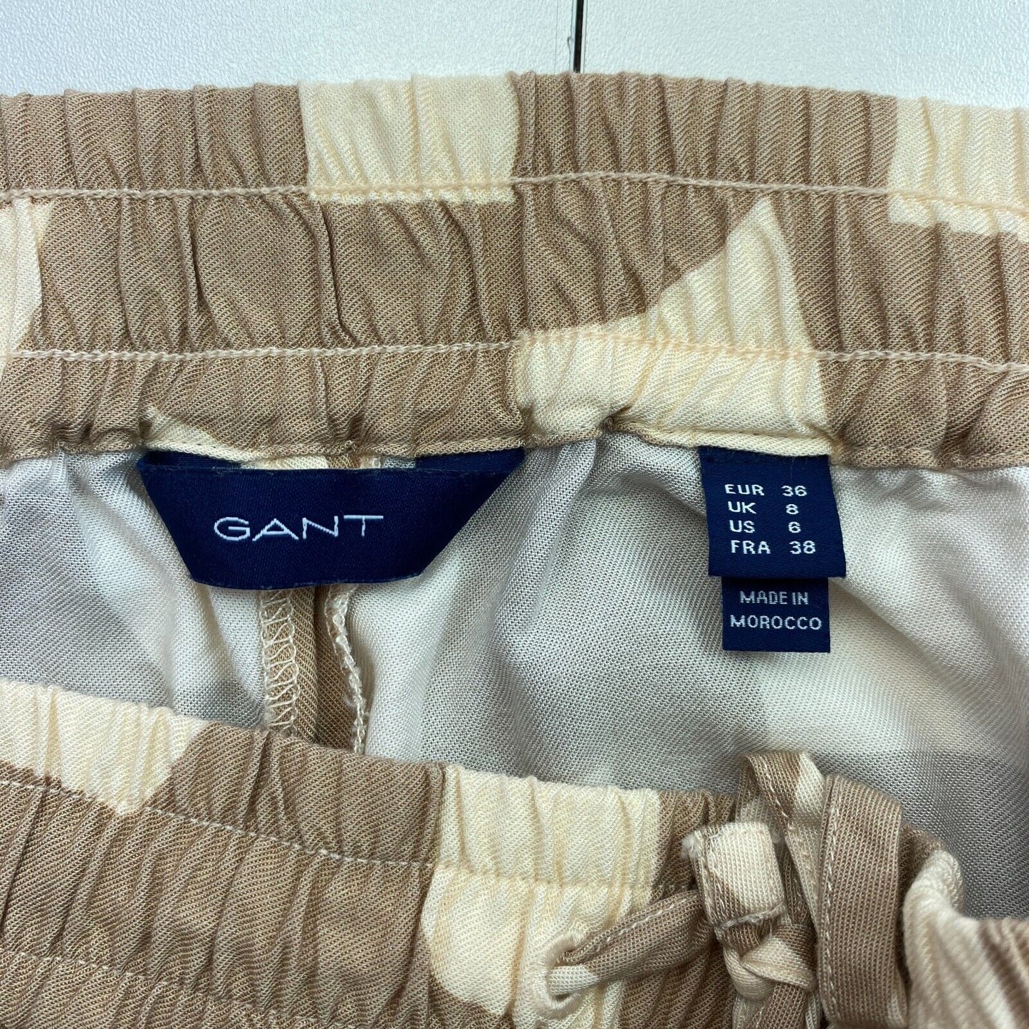 GANT Brown Geometric Pull On Pants Trousers Size EU 36 UK 8 US 6