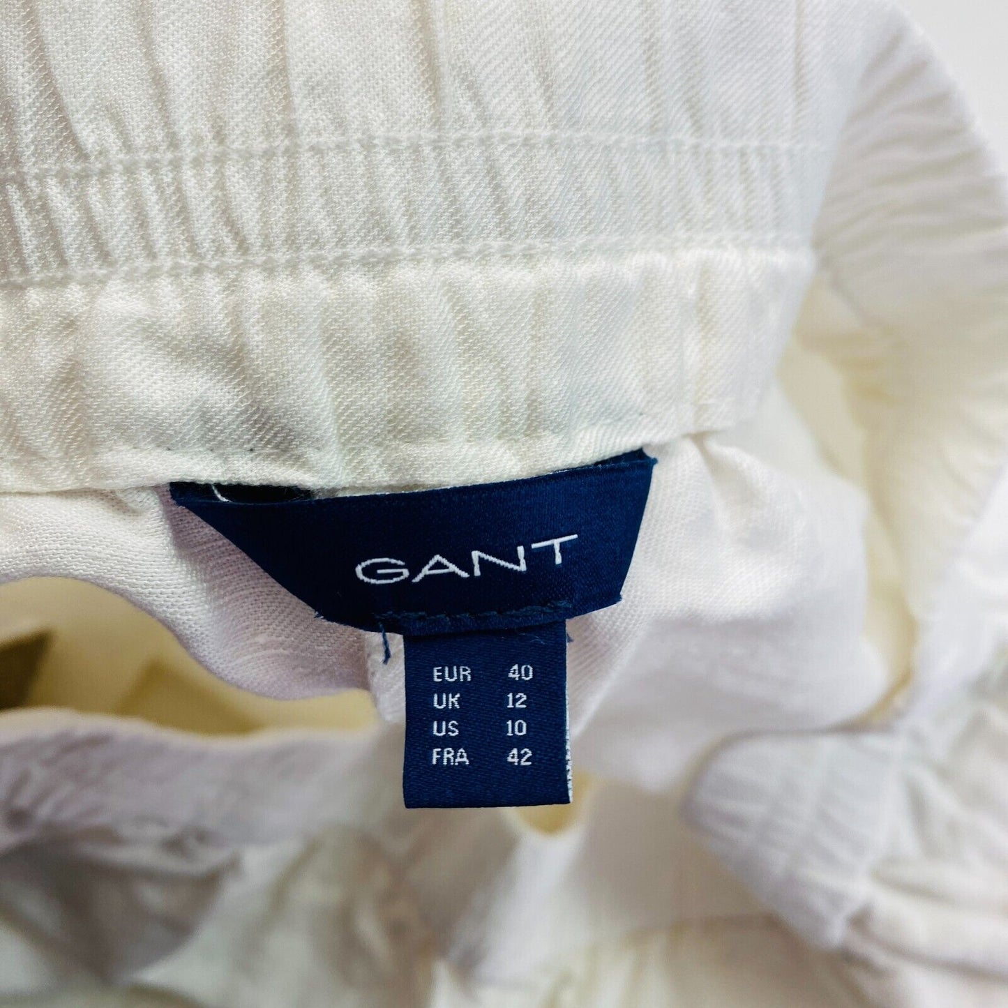 GANT White Linen Viscose Pull On Pants Trousers Size EU 40 UK 12 US 10