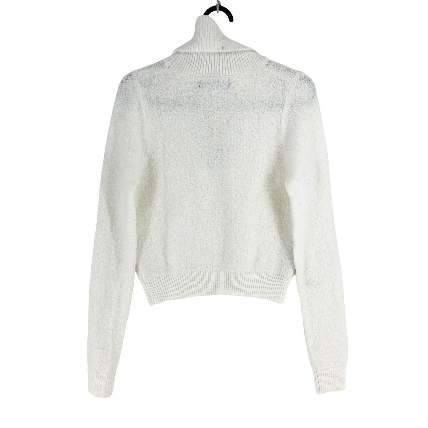 Mango MNG Women White High Neck Sweater Jumper Pullover Size S