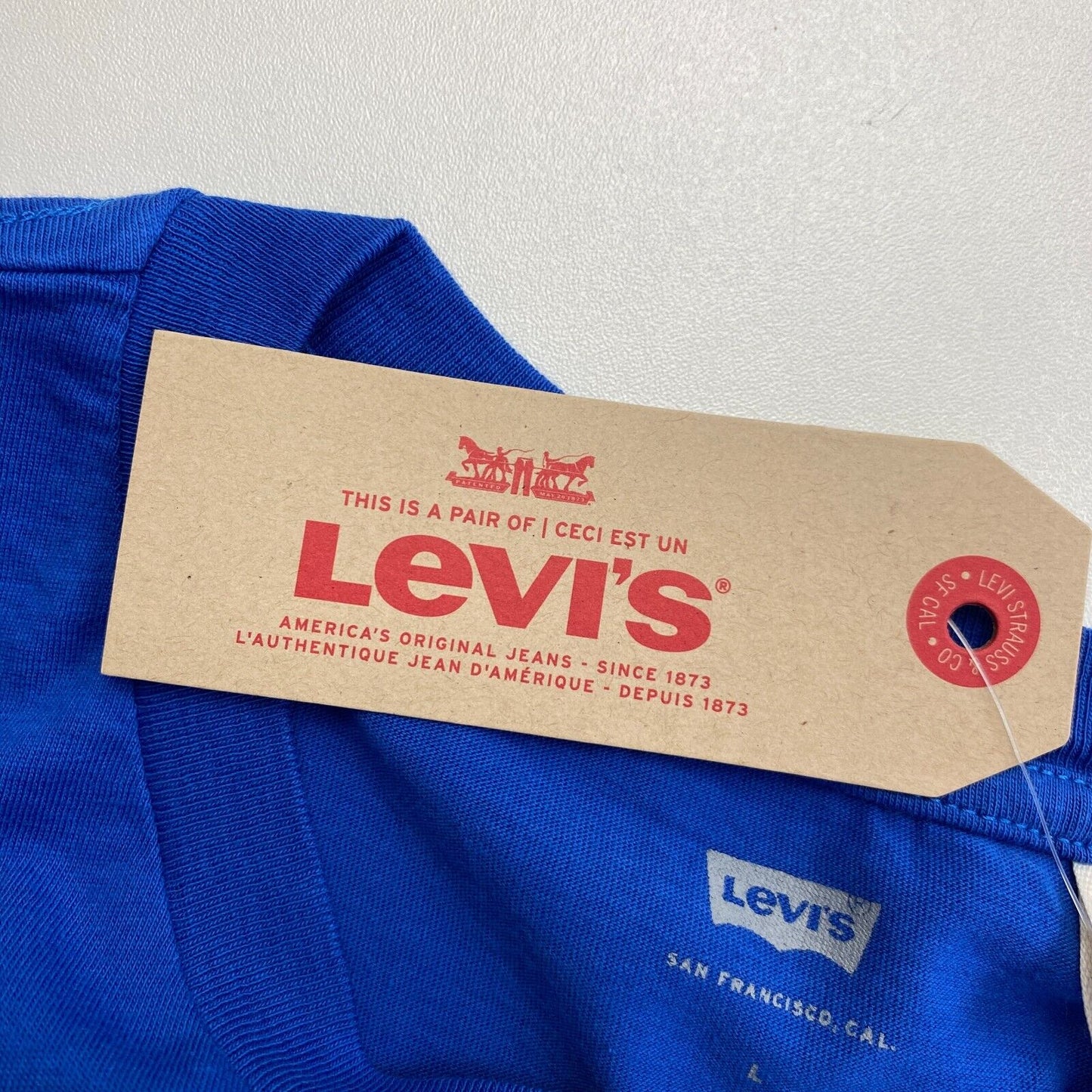 Levi`s Bleu Foncé Logo Crew Neck Manches Courtes T-shirt Taille L