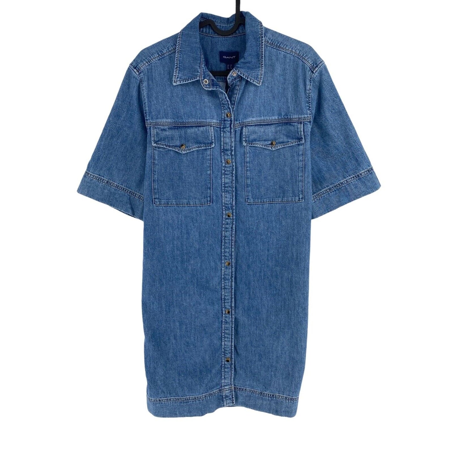 GANT Women Navy Blue Denim Short Sleeves Shirt Dress Size EU 36 UK 8 US 6