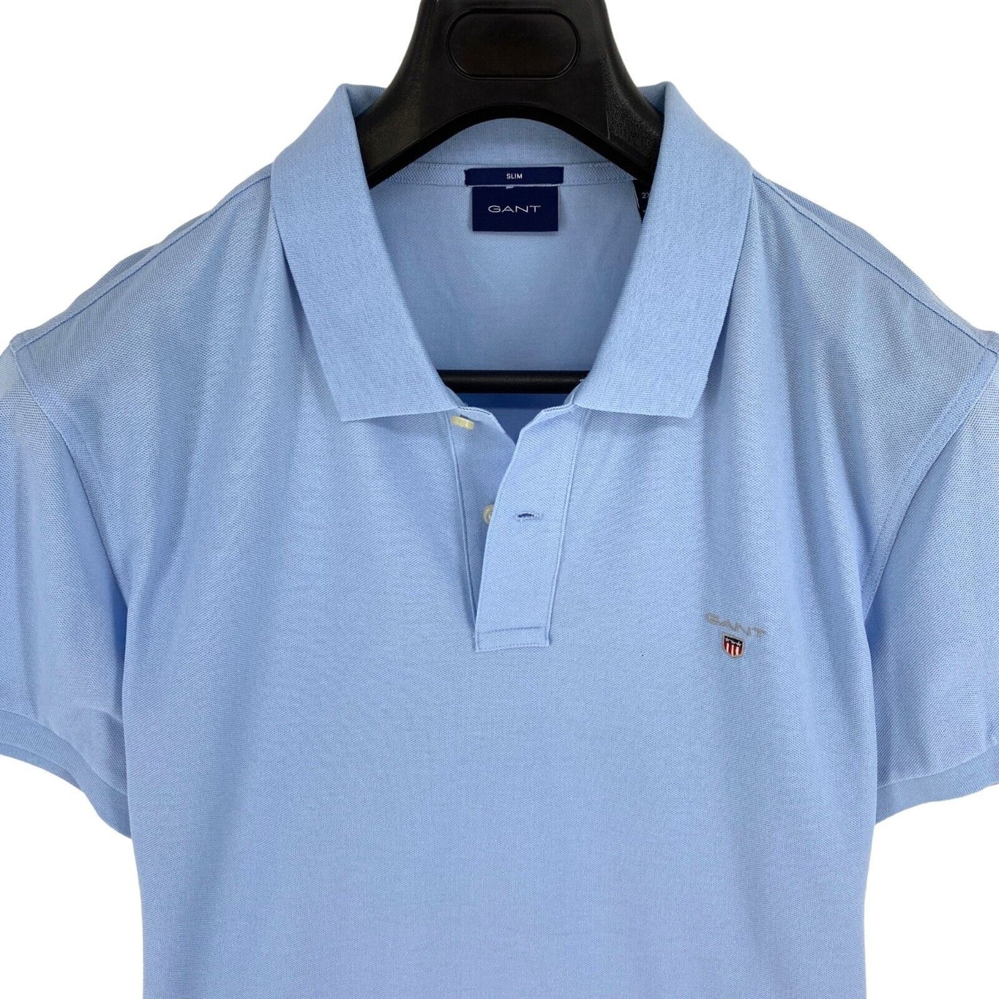 GANT Men Blue Original Slim Fit Pique Rugger Short Sleeves Polo Shirt Size 2XL