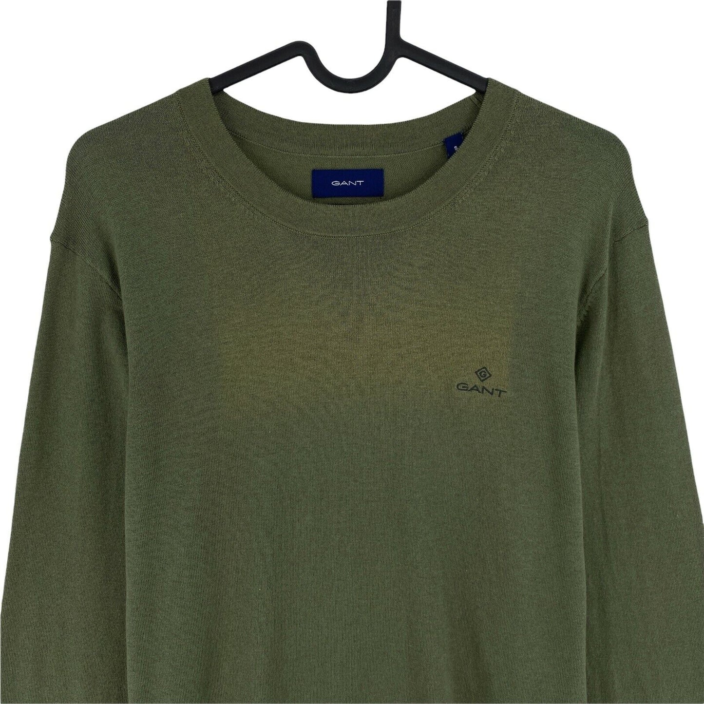 GANT Grüner Pullover aus Baumwolle und Kaschmir mit Rundhalsausschnitt, Größe SL XL