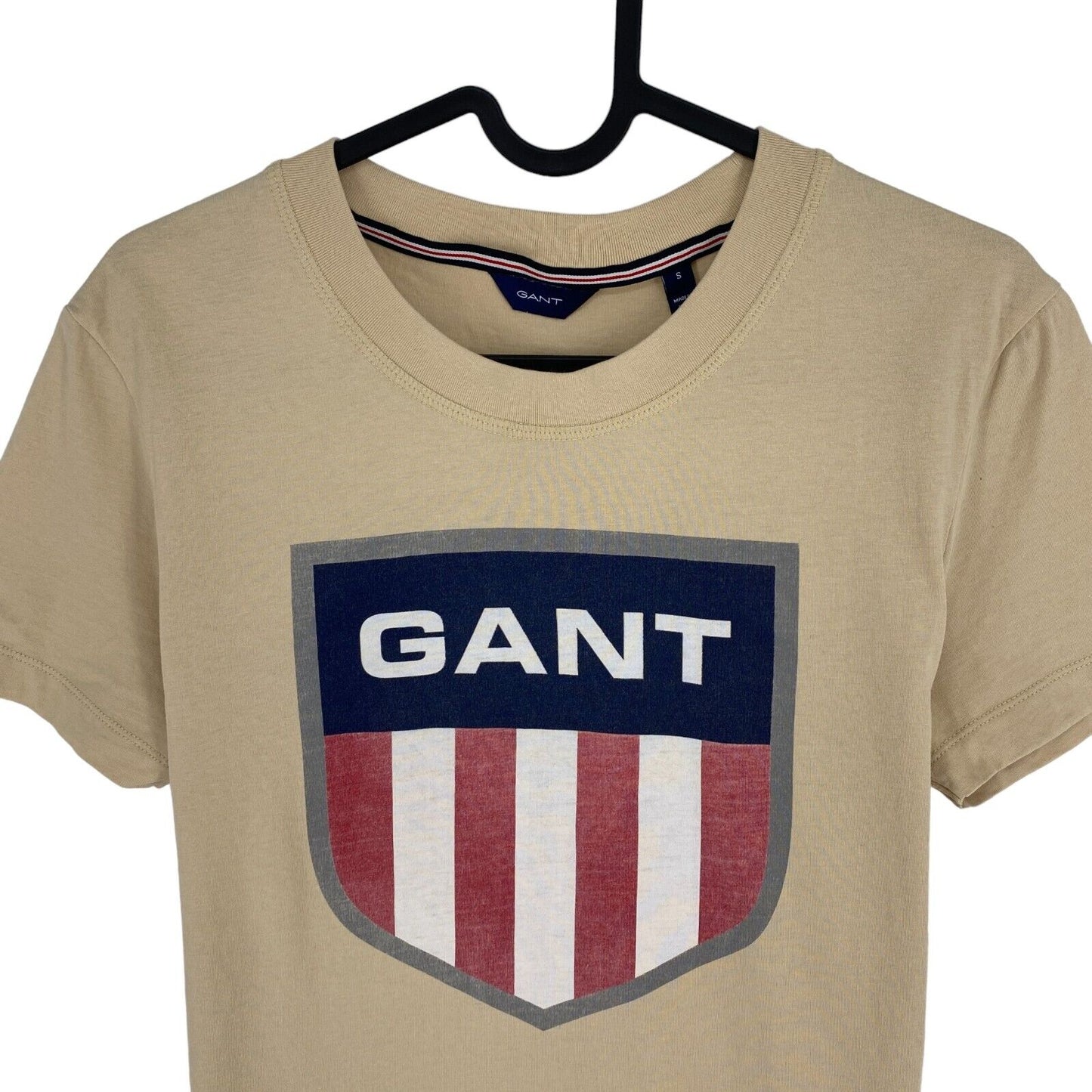 GANT Women Brown Retro Shield Crew Neck Short Sleeve T Shirt Size S