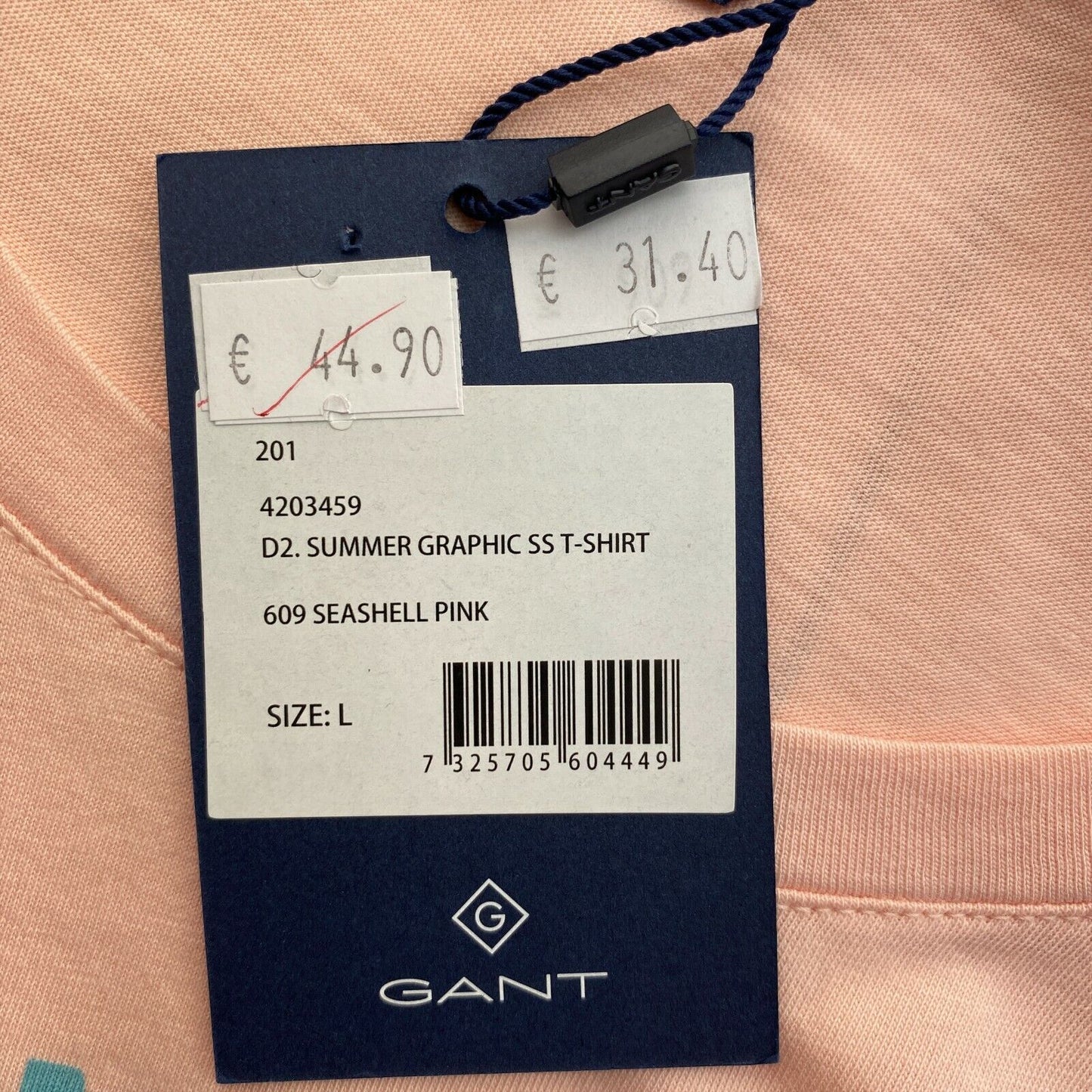 GANT Pink Summer Graphic Crew Neck T Shirt Size L