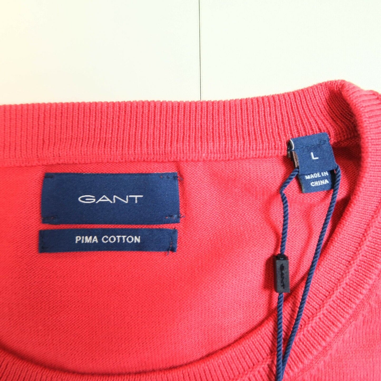 GANT Red Crew Neck Pima Cotton Jumper Sweater Pullover Size L