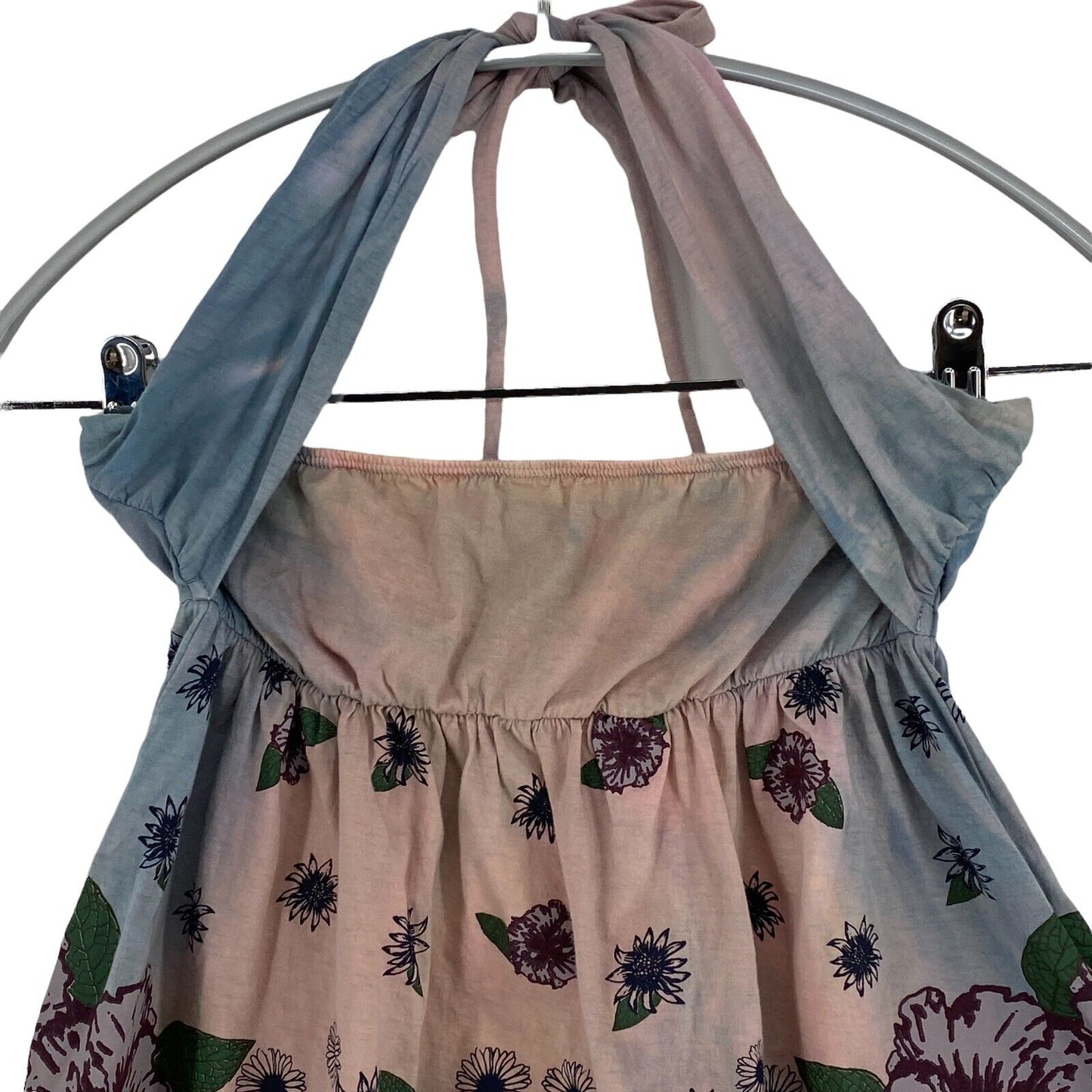 Colcci Floral Light Pink 100% Cotton Sleeveless Halter Top Blouse Size S