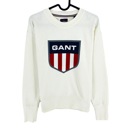 GANT Women White Retro Shield Crew Neck Jumper Sweater Size S