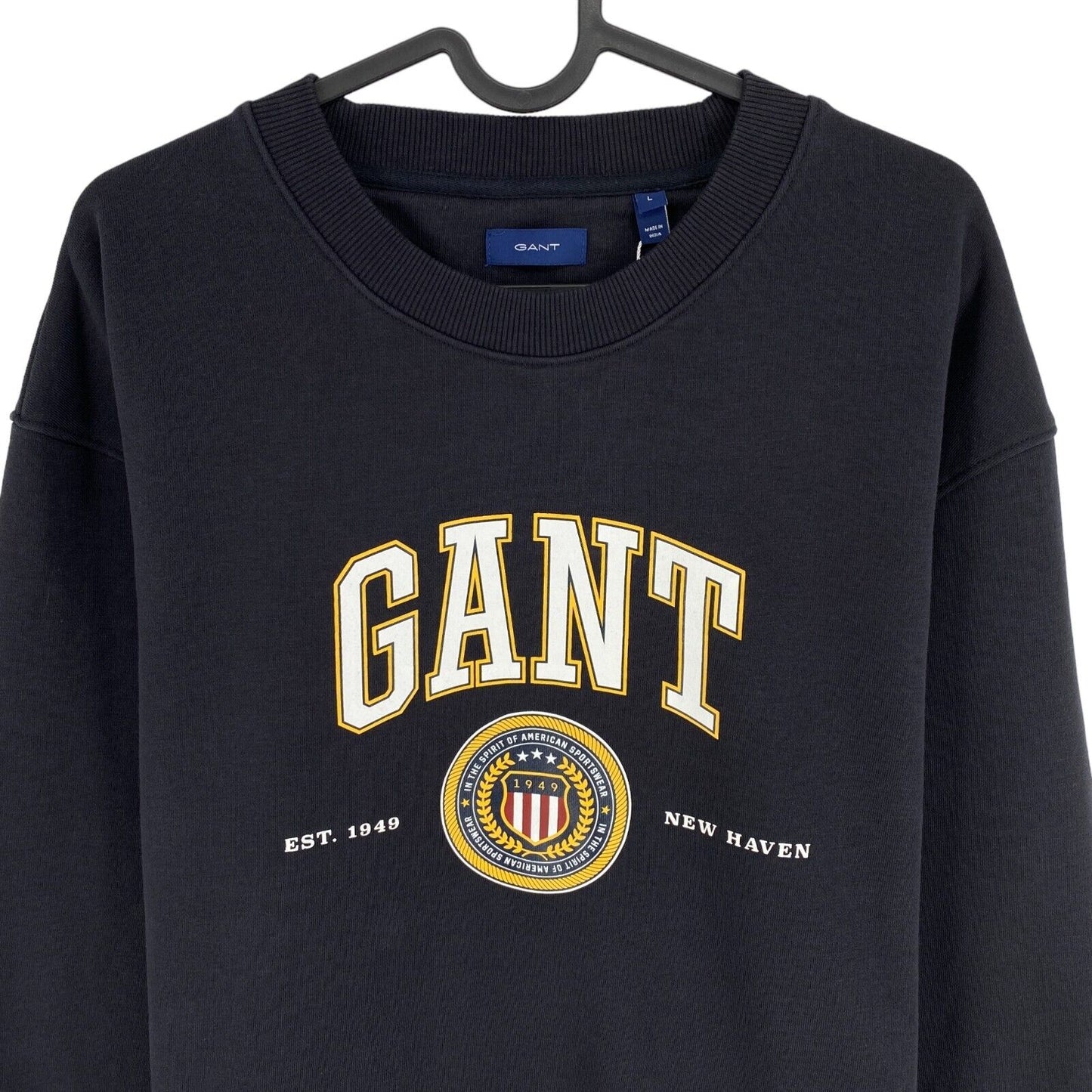 GANT Black Crest Shield Crew Neck Sweater Jumper Size L