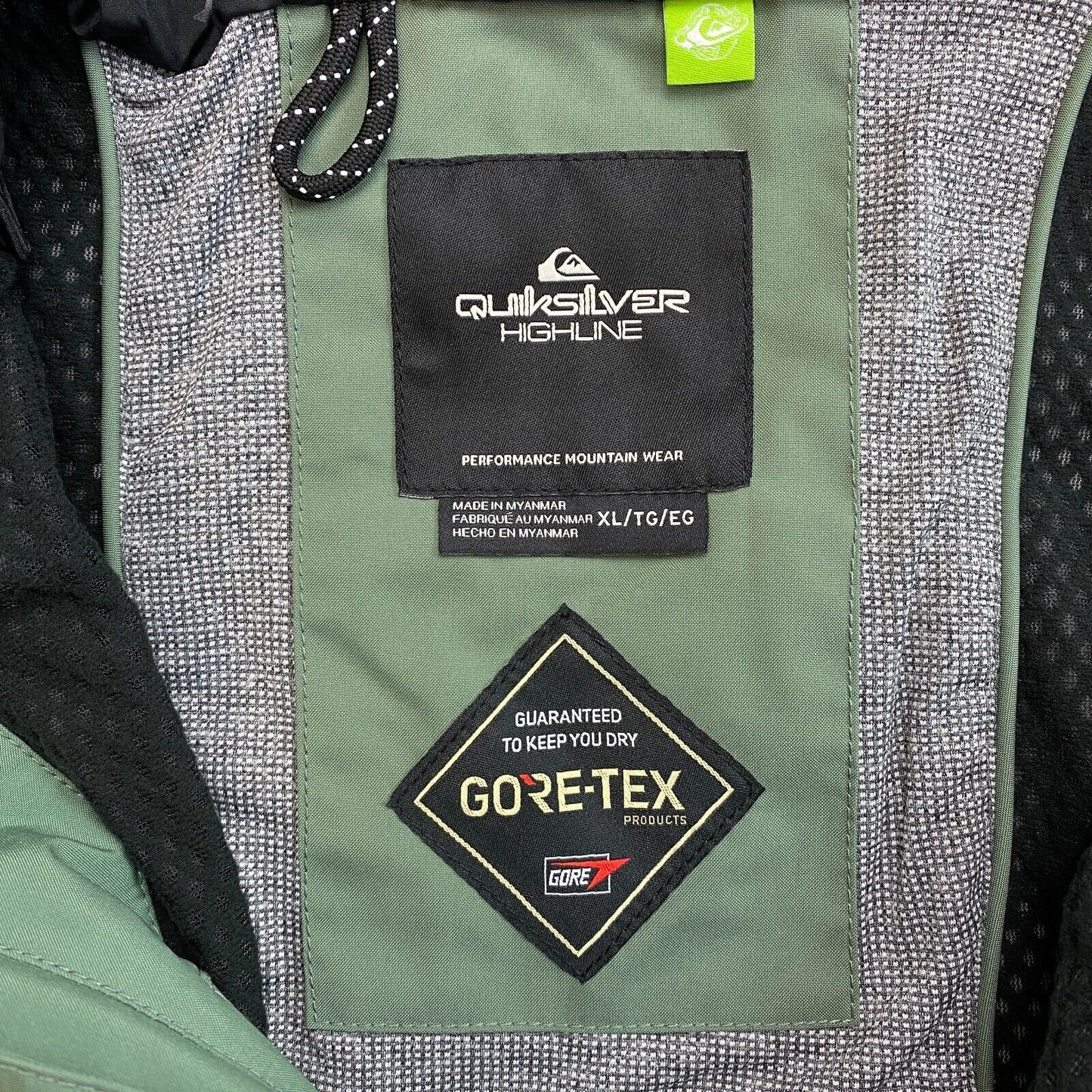 UVP 400 € QUIKSILVER Green Forever Stretch GORE-TEX Skijacke mit Kapuze Größe XL