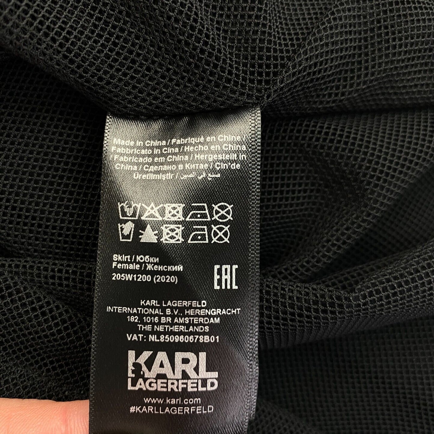 KARL LAGERFELD Black Cady W Mesh Skirt Size EU 32 UK 4 US 2