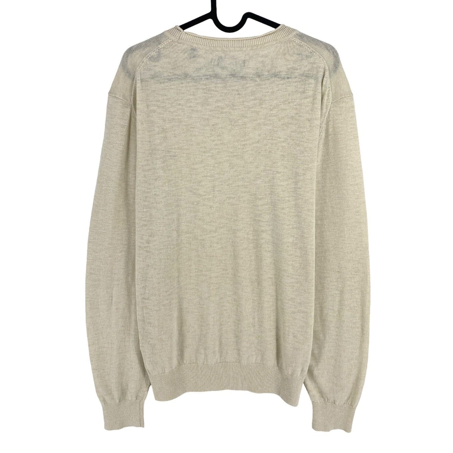 GANT Beige Lin Coton Soie Crew Neck Jumper Pull Taille L