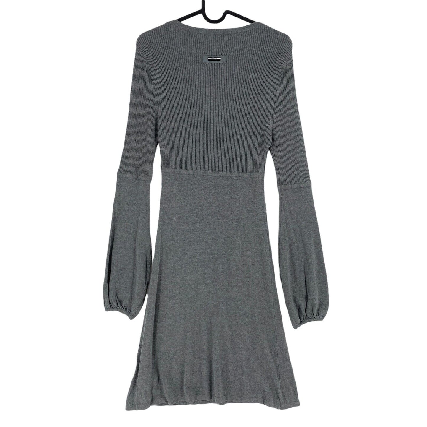 RPR €132 Fairly Grey Round Neck Long Sleeve Flared Dress Size IT 42 UK 10 US 8