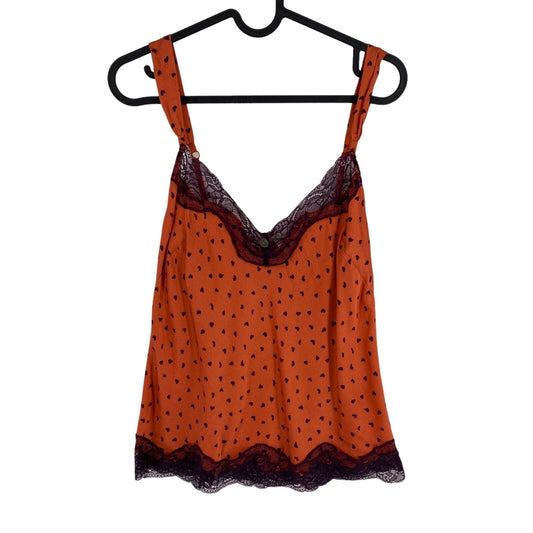 ODD MOLLY Women Dark Orange Hello New Love Slip Tank Top Size 2 / M