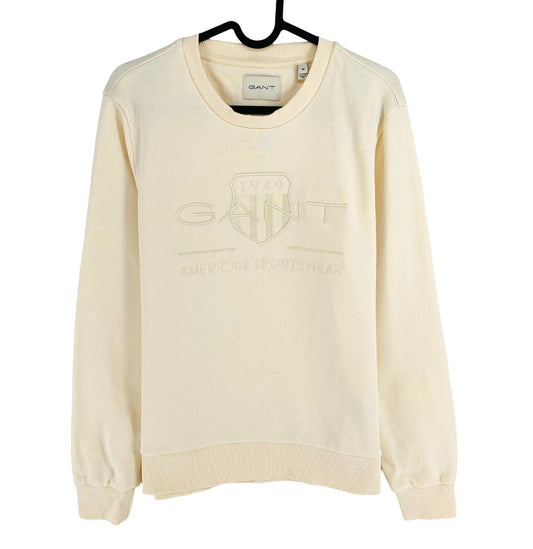 GANT Women Beige Reg Tonal Shield Crew Neck Jumper Sweater Size M