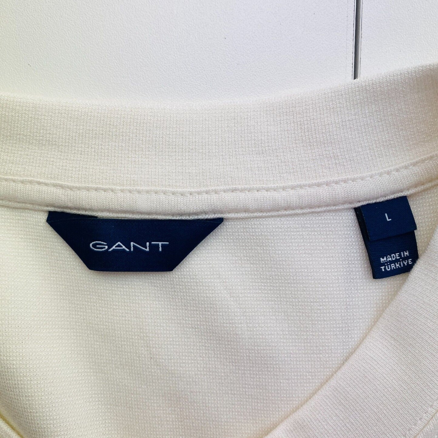 GANT Women White Striped Crew Neck T Shirt Size L