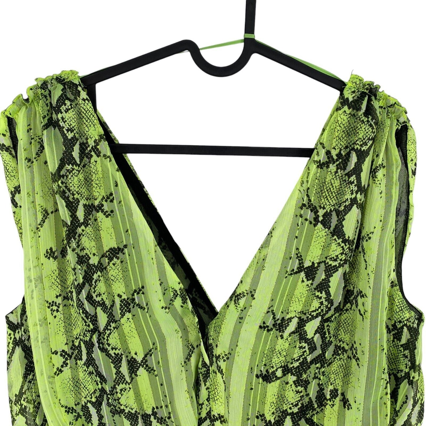 LYNNE Women Green V Neck Crop Top Blouse Size EU 42 UK 14 US 12