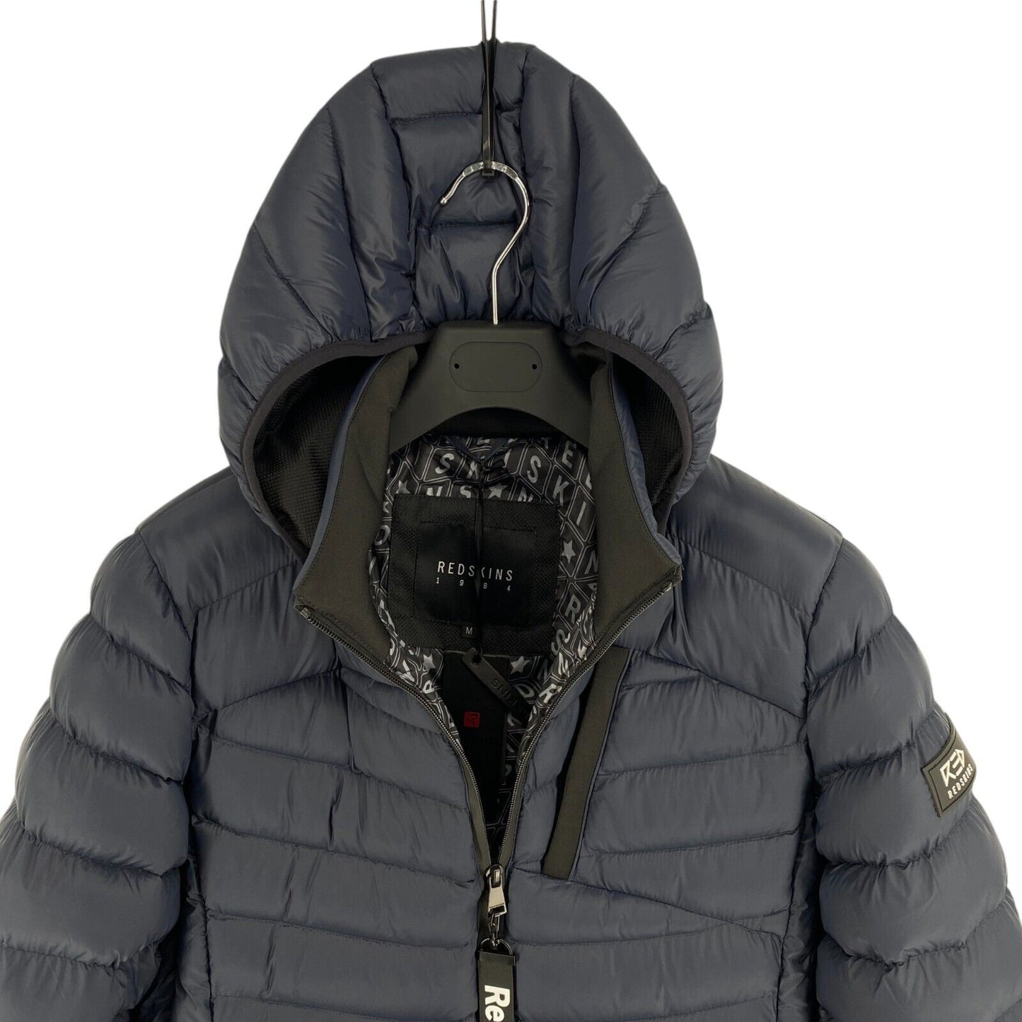 Redskins Men Navy Blue Padded Hooded Puffer Jacket Coat Size M