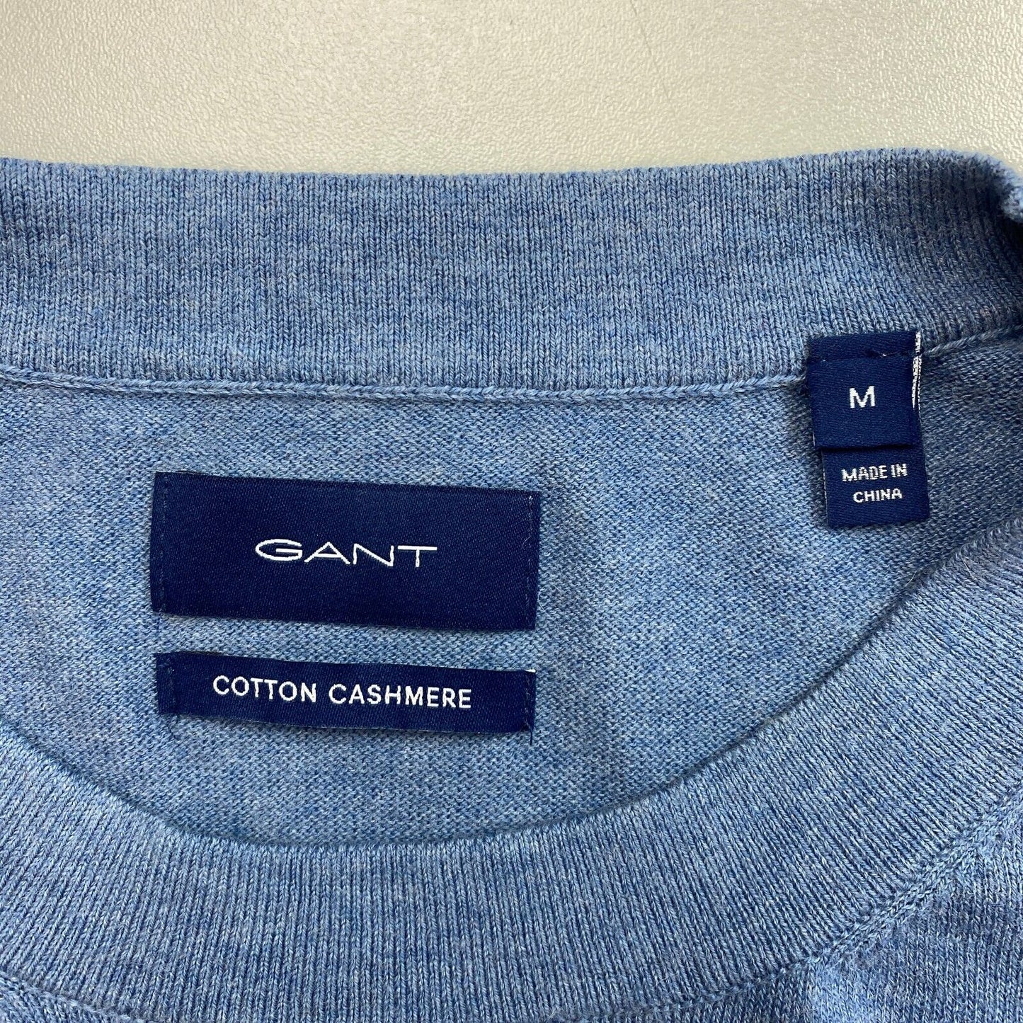 GANT Blue Cotton Cashmere Crew Neck Sweater Jumper Size M