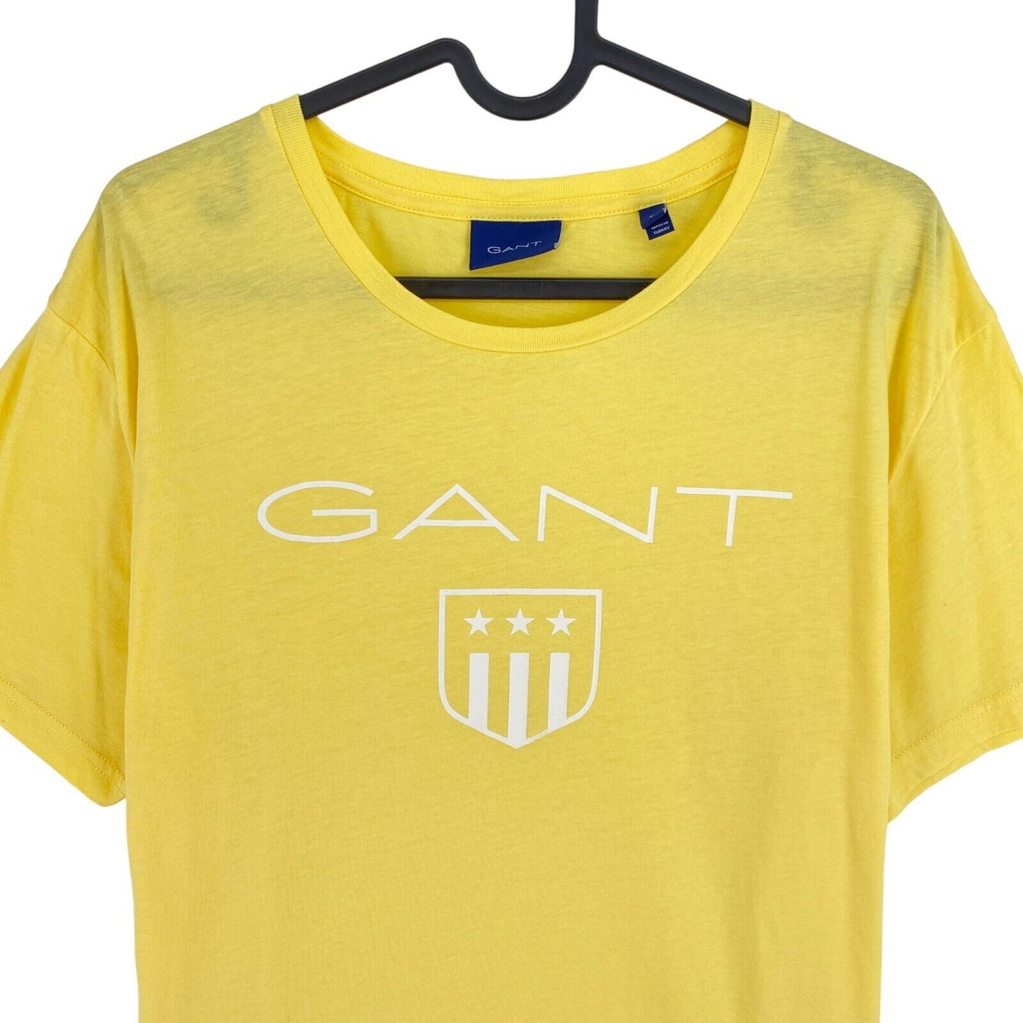 GANT T-Shirt mit Rundhalsausschnitt und gelbem Schild, Größe L